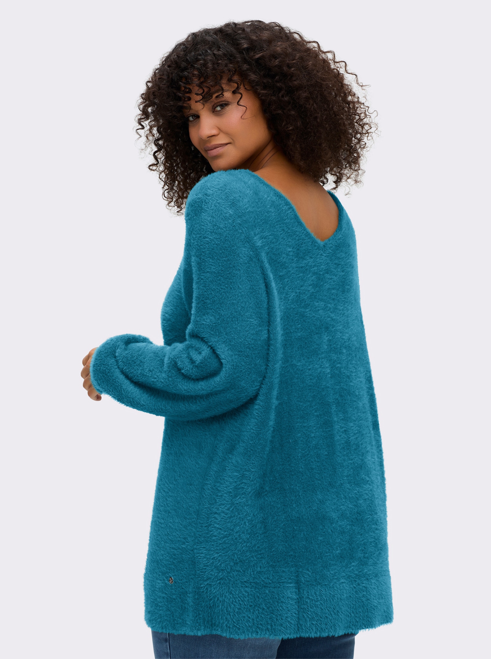 sheego Strickjacke mit Bindebändern und Ballonärmeln - topas