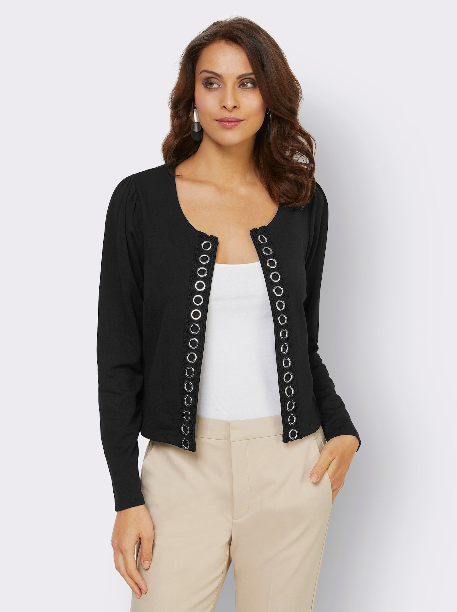 Shirtblazer mit Raffung an der Schulter - schwarz