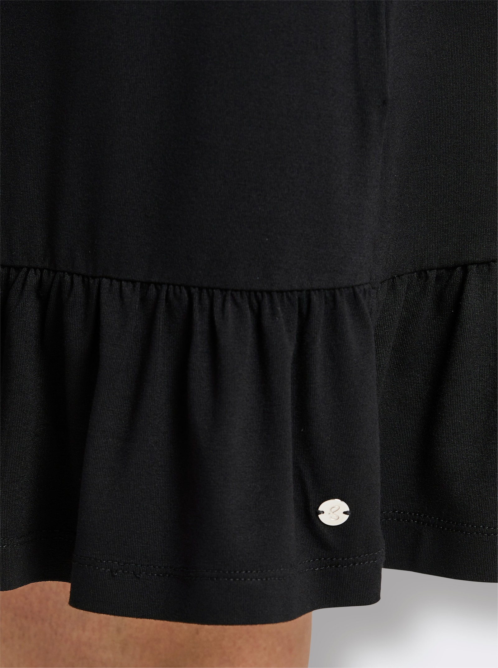 sheego Jerseykleid in Wickeloptik - schwarz