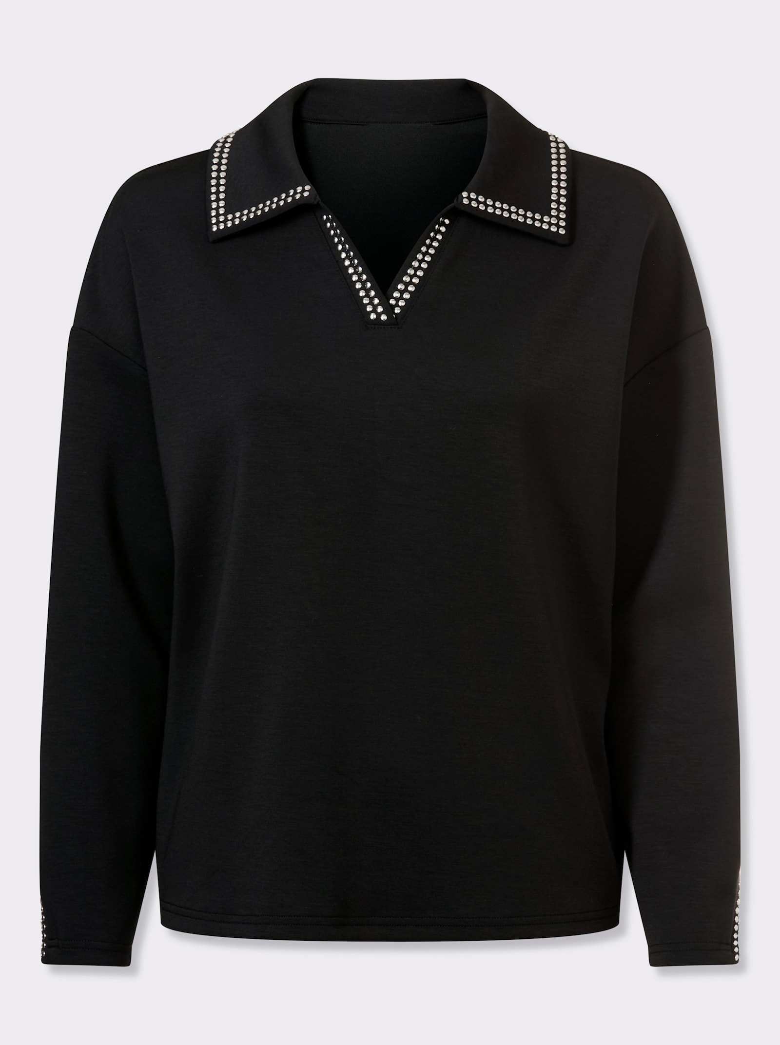 heine Sweatshirt mit Schlitz am Langarm - schwarz