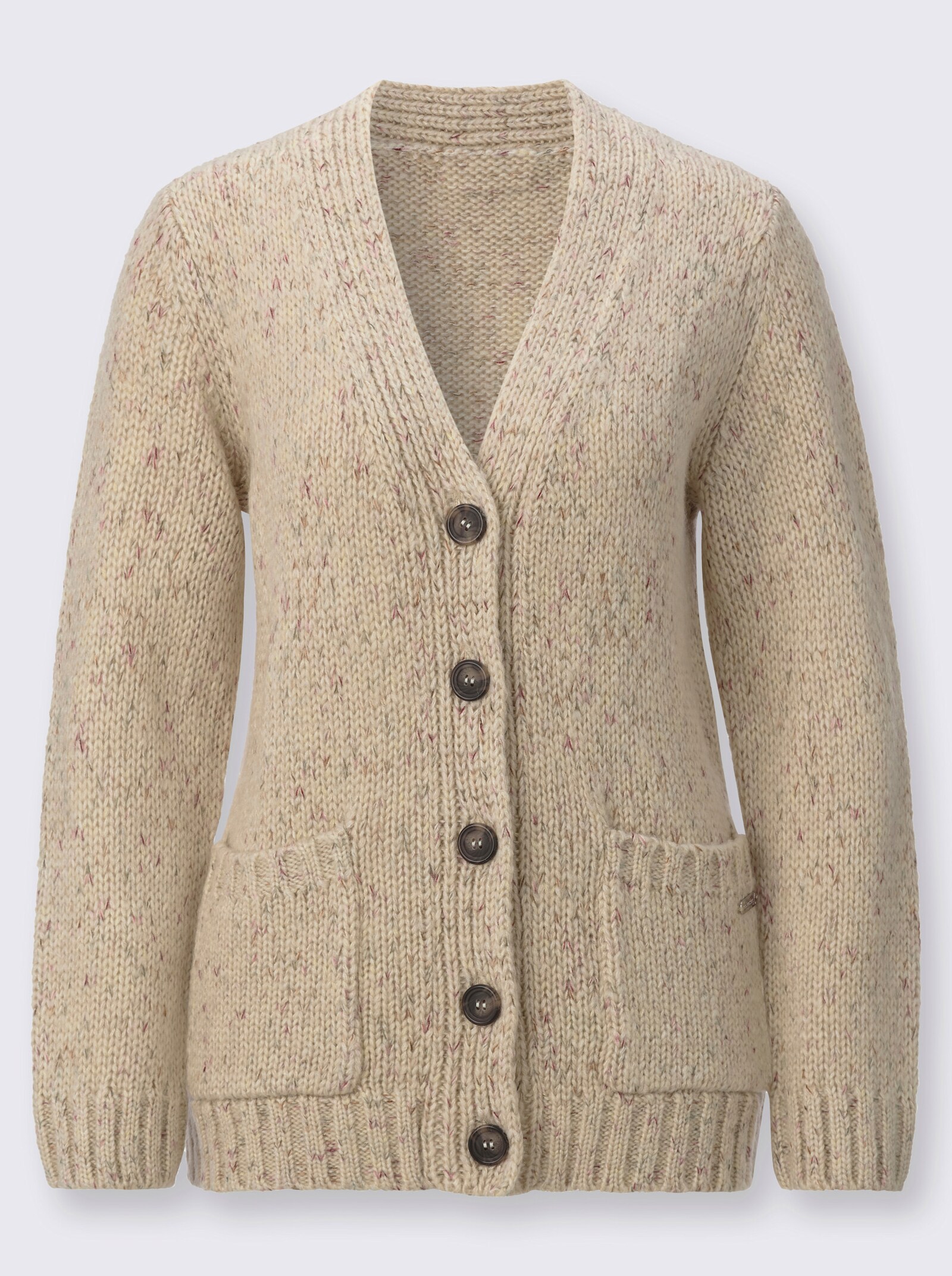 Strickjacke aus weichem Melangegarn - sand-meliert