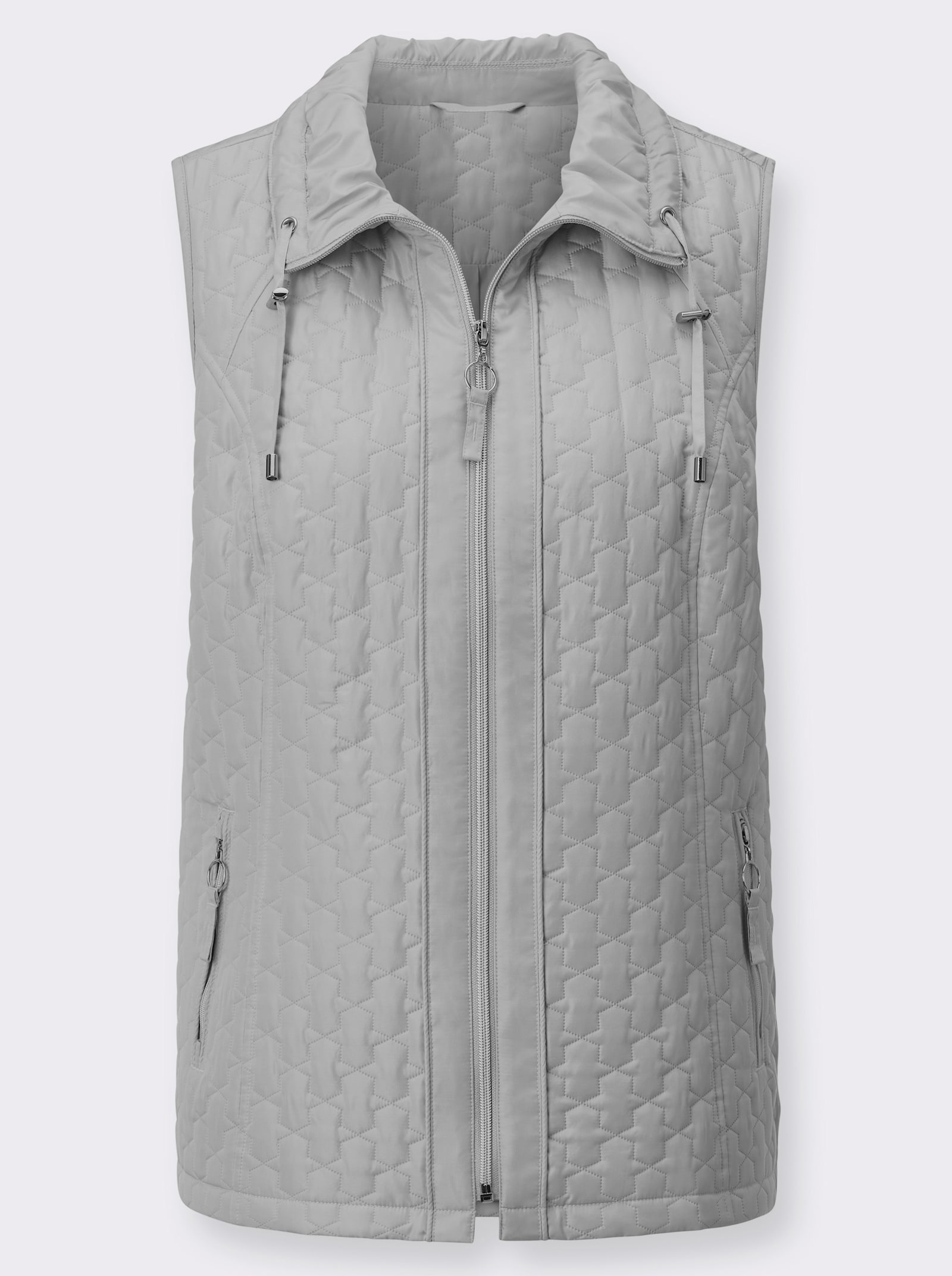 Steppweste mit knöpfbarer Innentasche - steingrau