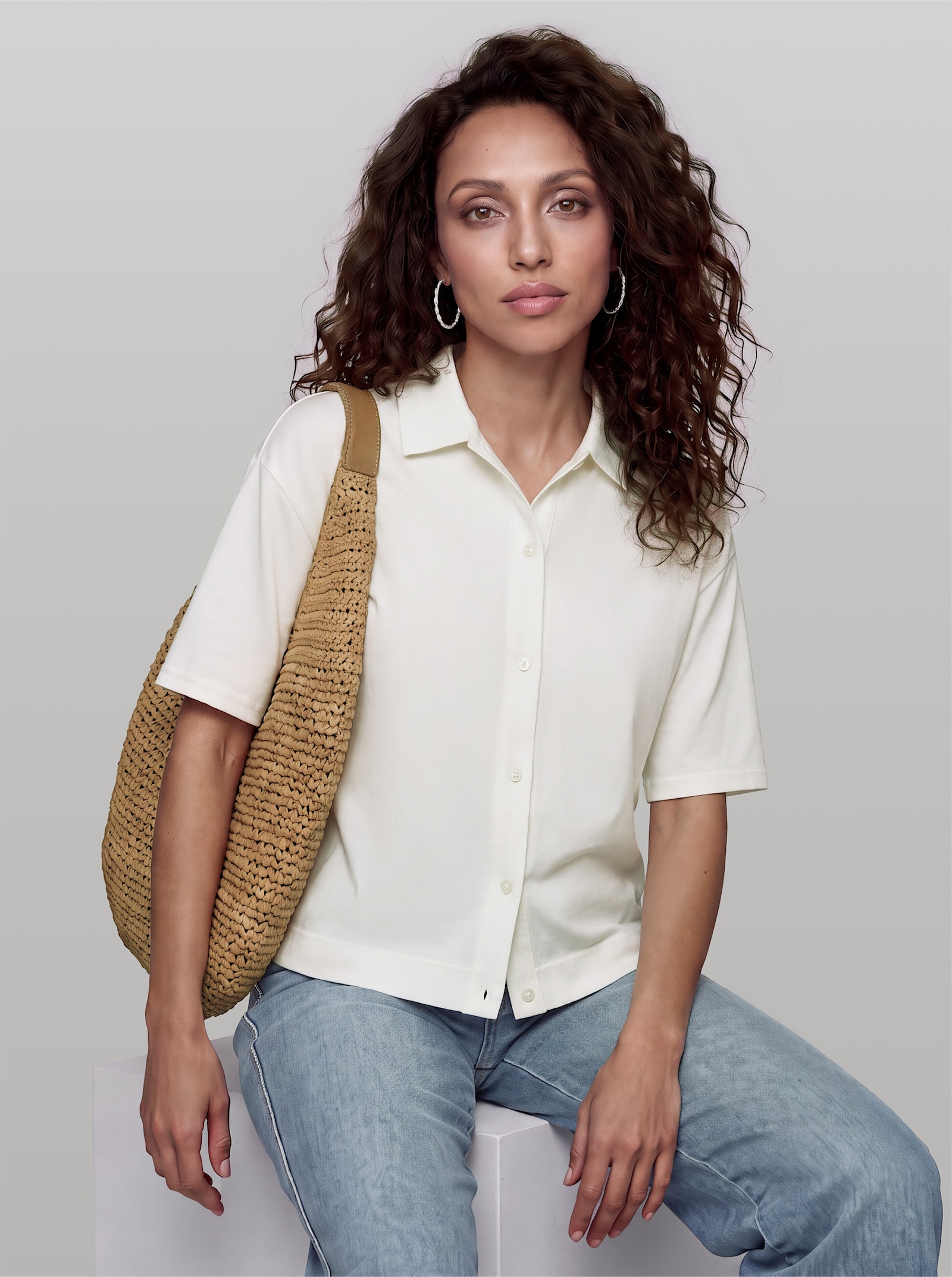 heine Blusenshirt mit Kragen - ecru