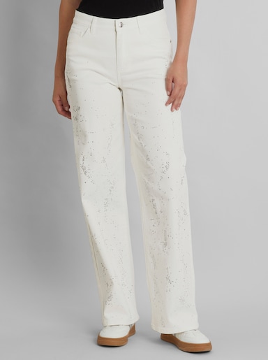 heine 5-Pocket-Jeans mit Glitzersteinchen - ecru