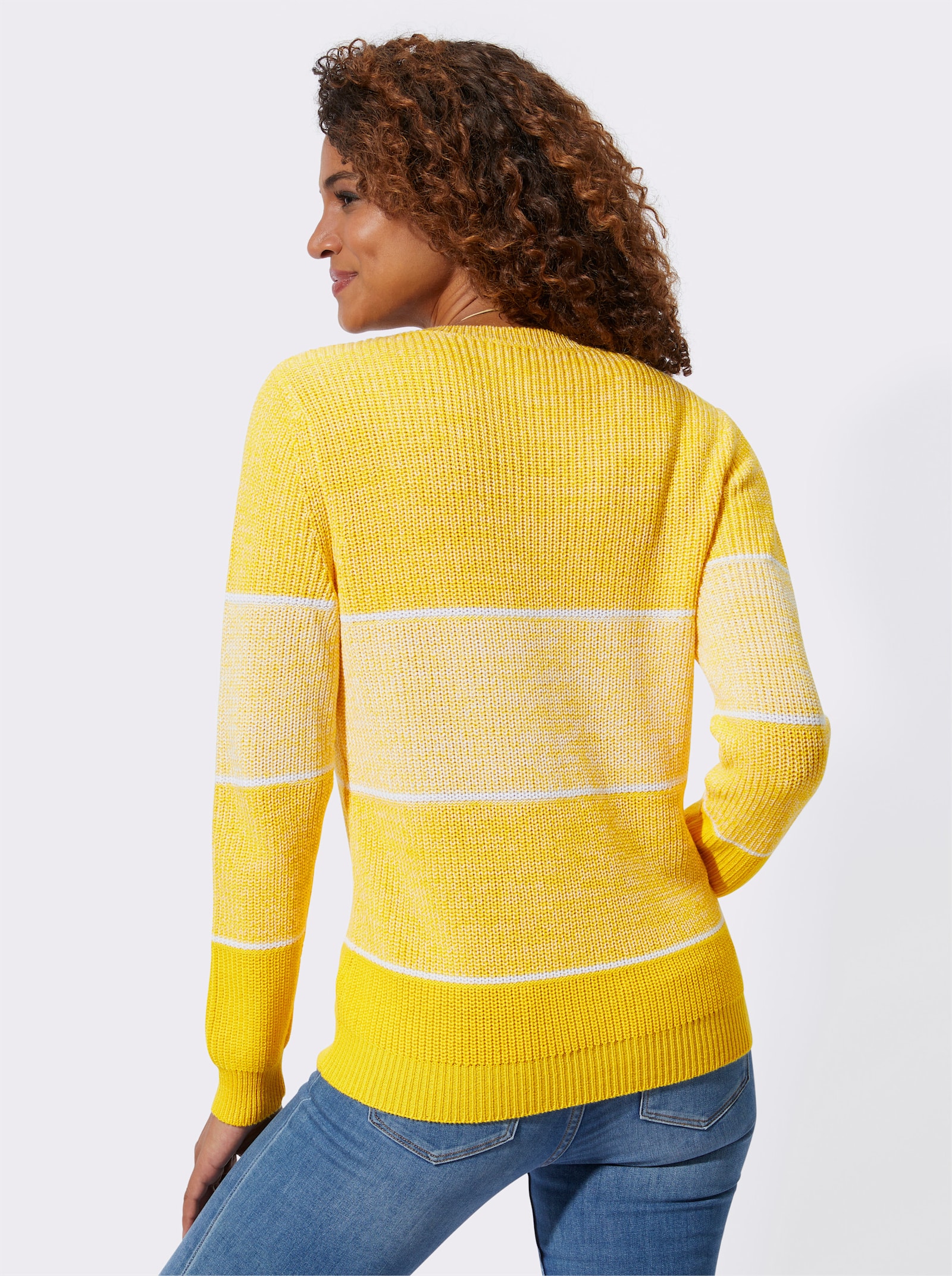 Pullover in Melange-Optik - sonnengelb-weiß-meliert