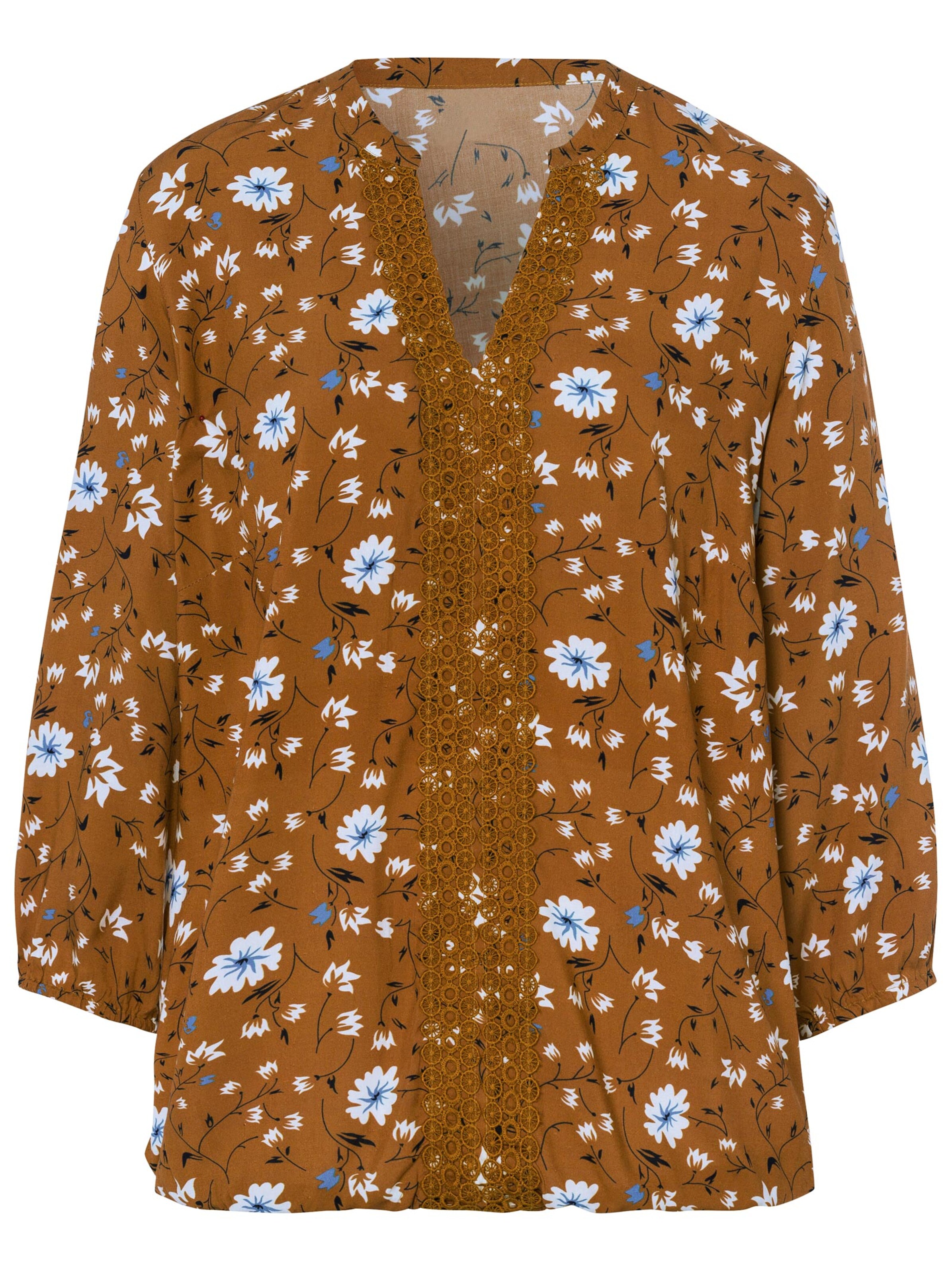 Bluse - cognac-gemustert