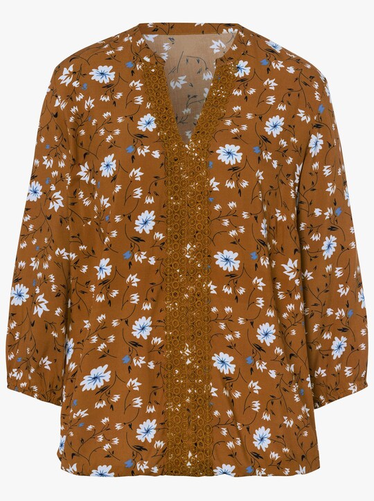 Bluse - cognac-gemustert