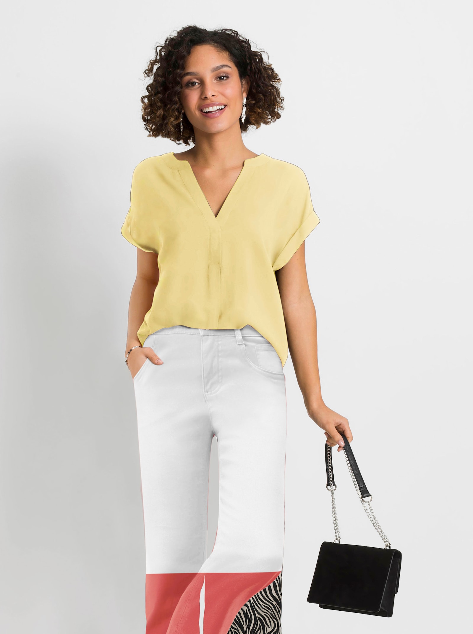 Schlupfbluse aus reiner Viskose - zitrone