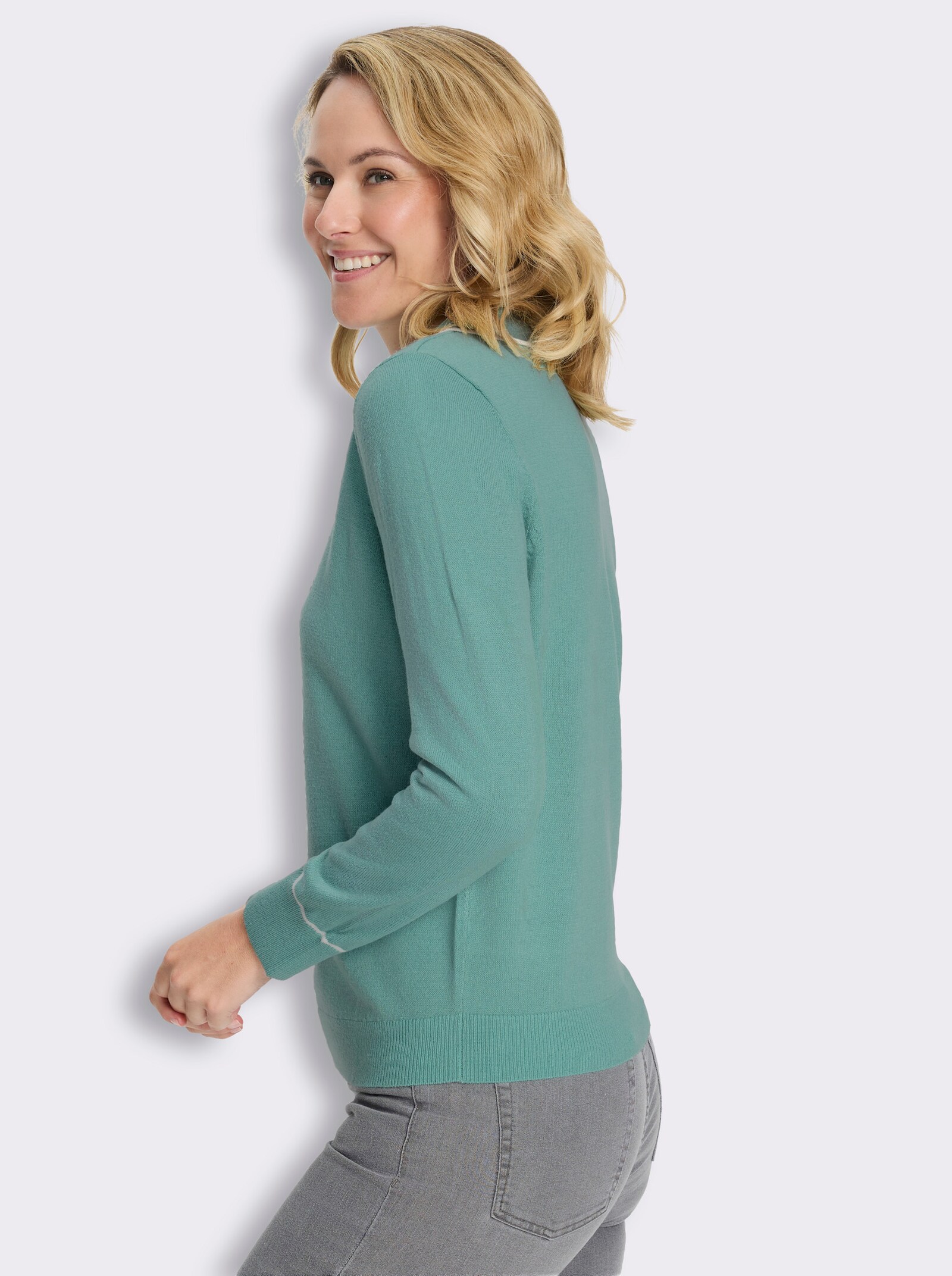 Polopullover mit Kontrast-Details - salbei