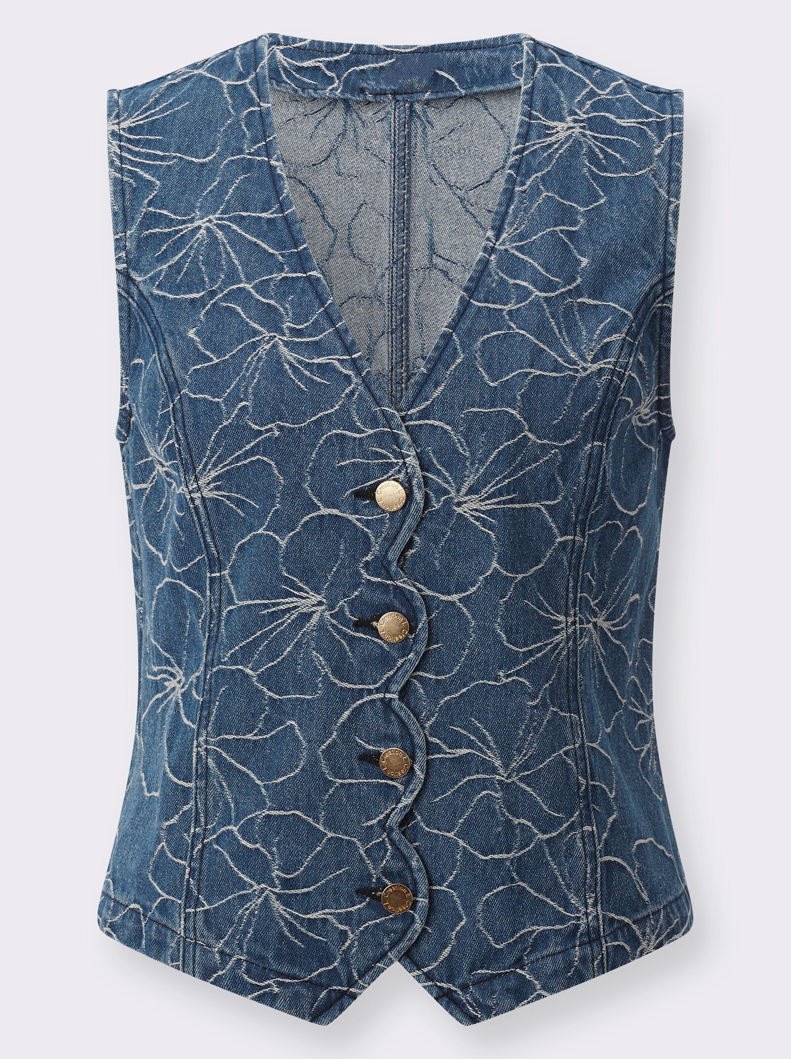 Jeansweste im Jacquard-Muster - blue-stone-washed-gemustert