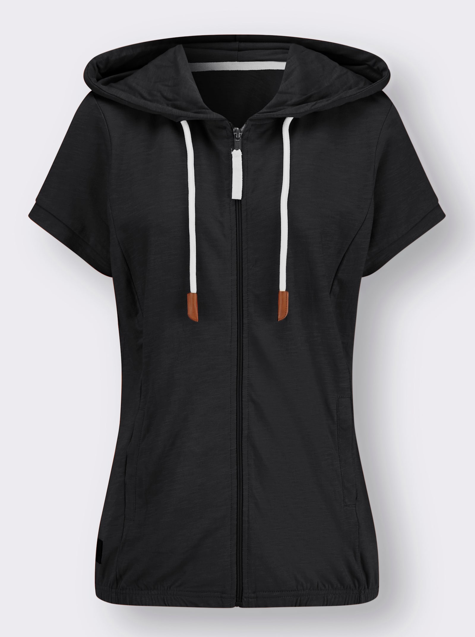 Sweatjacke mit Nahttaschen - schwarz