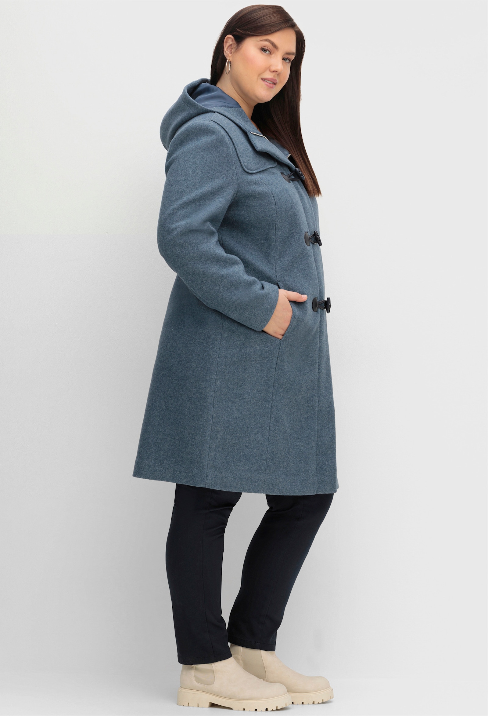 sheego Dufflecoat mit Knebelknöpfen - taubenblau
