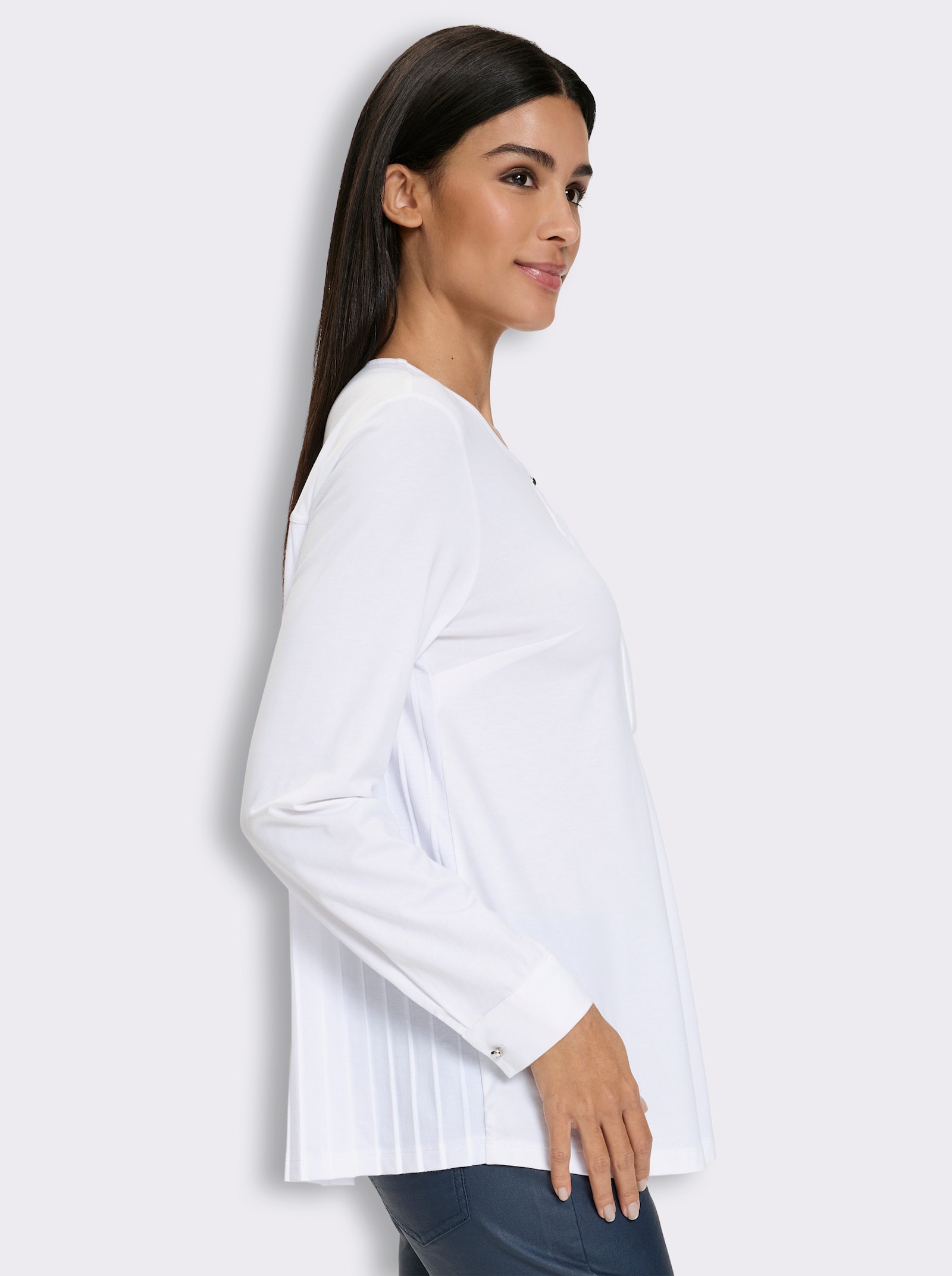 heine Langarmshirt mit Plisseefalten hinten - ecru