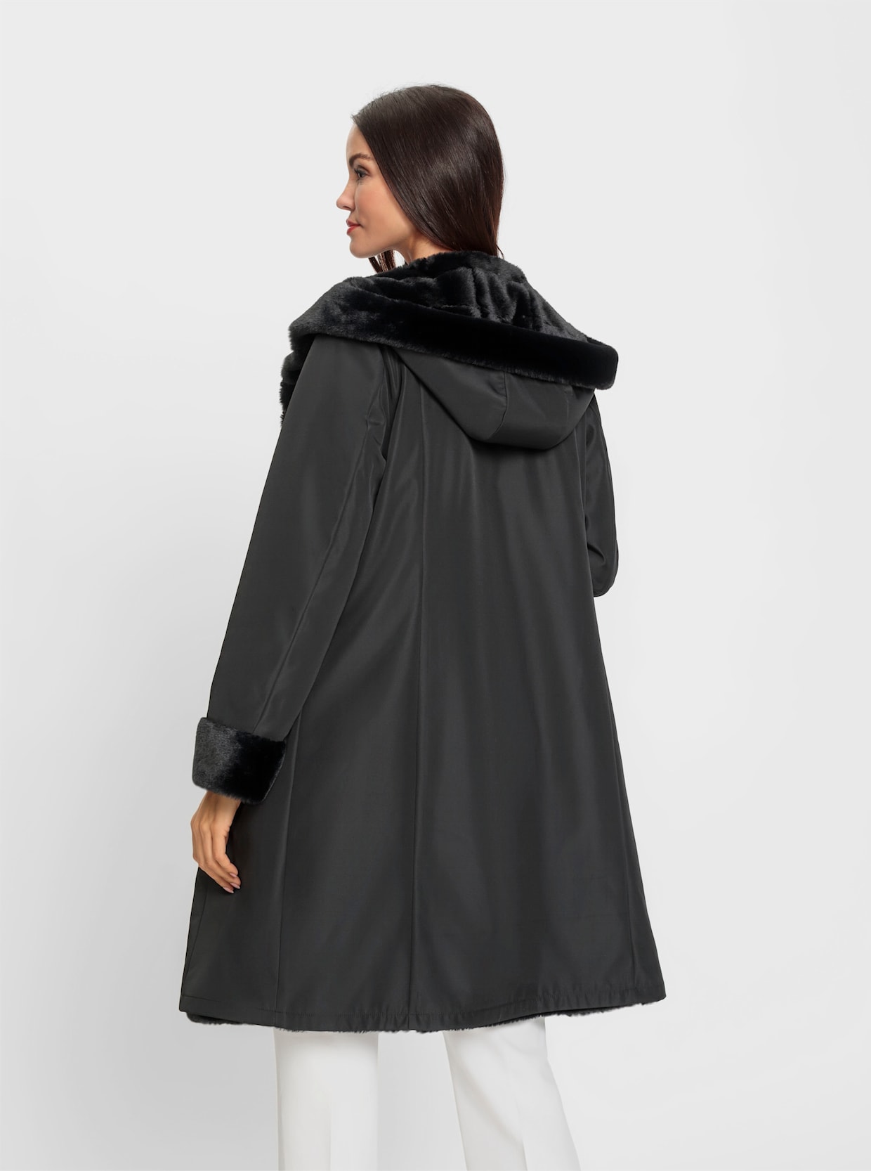 heine Manteau imitation fourrure - noir