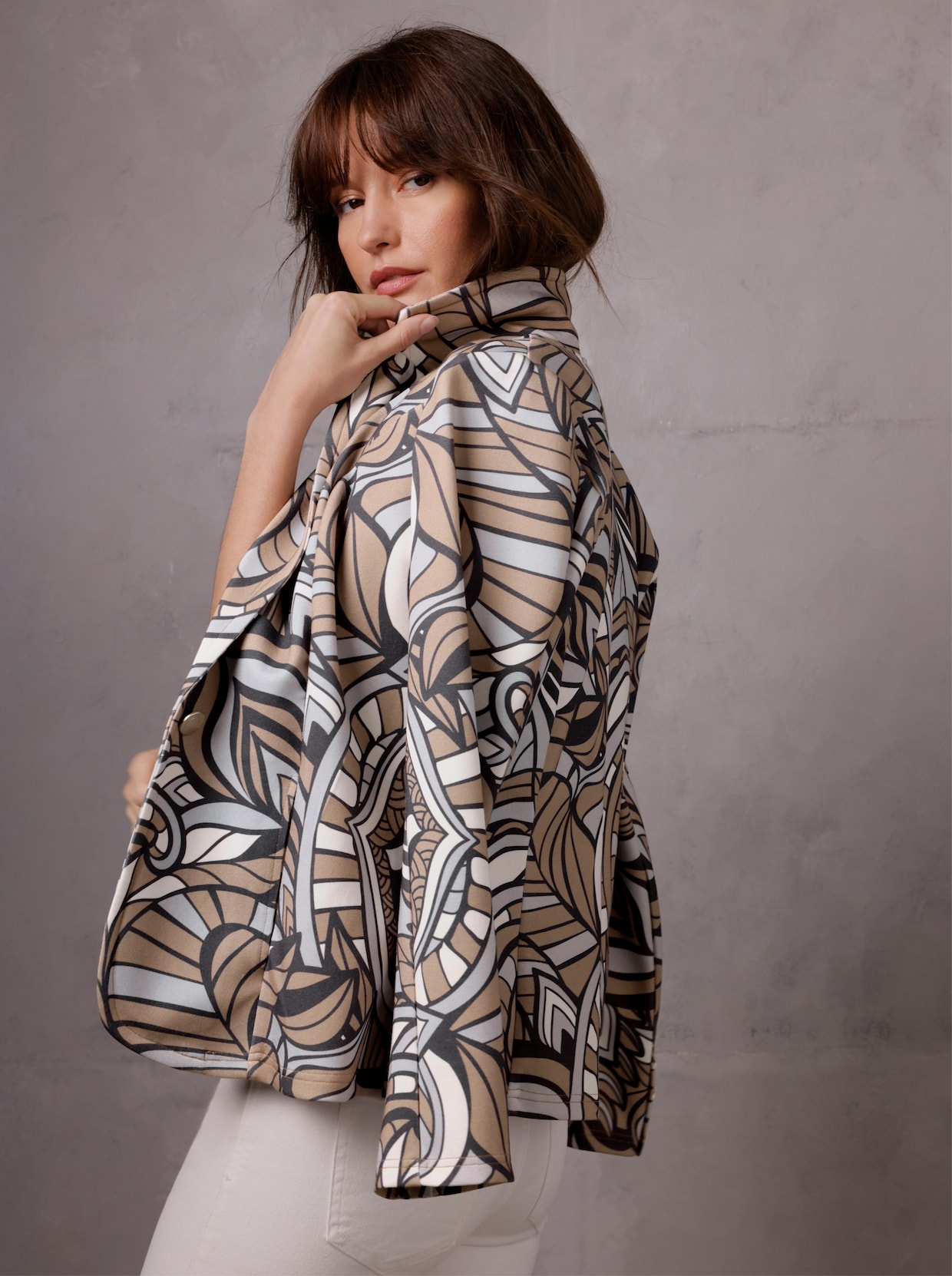 CREATION L PREMIUM Jerseyblazer - beige-hellgrau-bedruckt