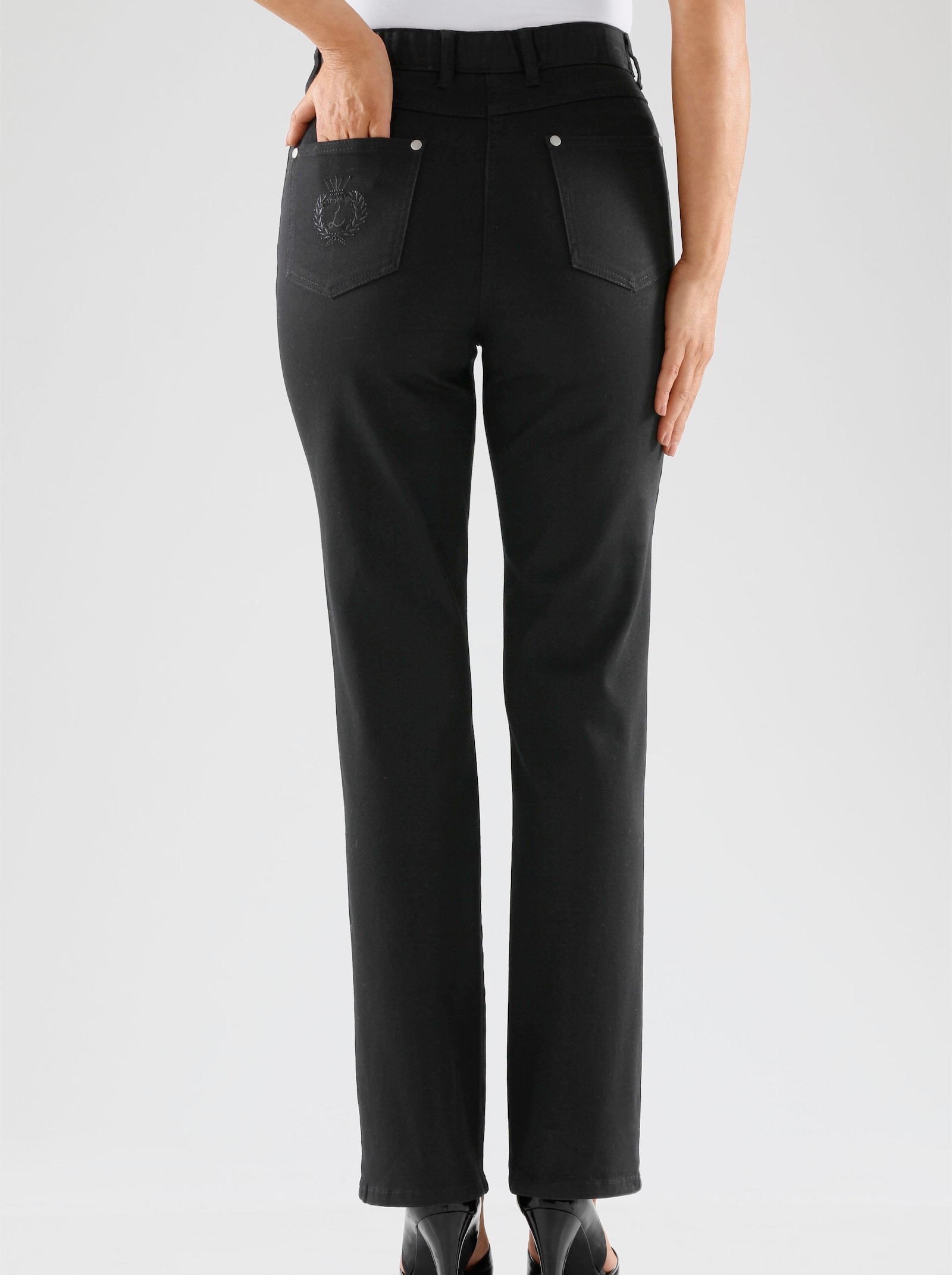 5-Pocket-Jeans mit innenliegendem Dehnbund - schwarz