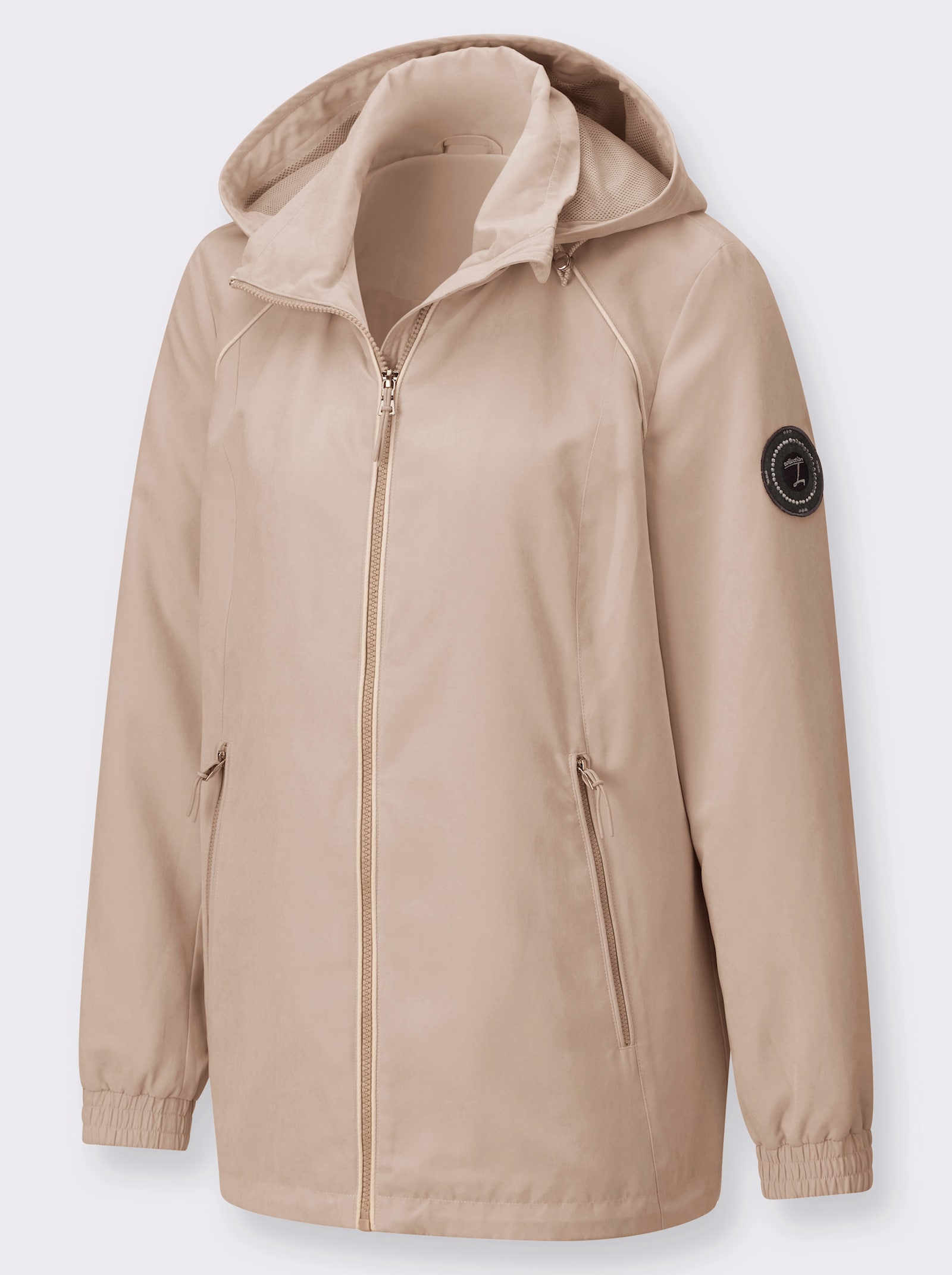 Übergangsjacke mit Tunnelzug auf Taillenhöhe - beige