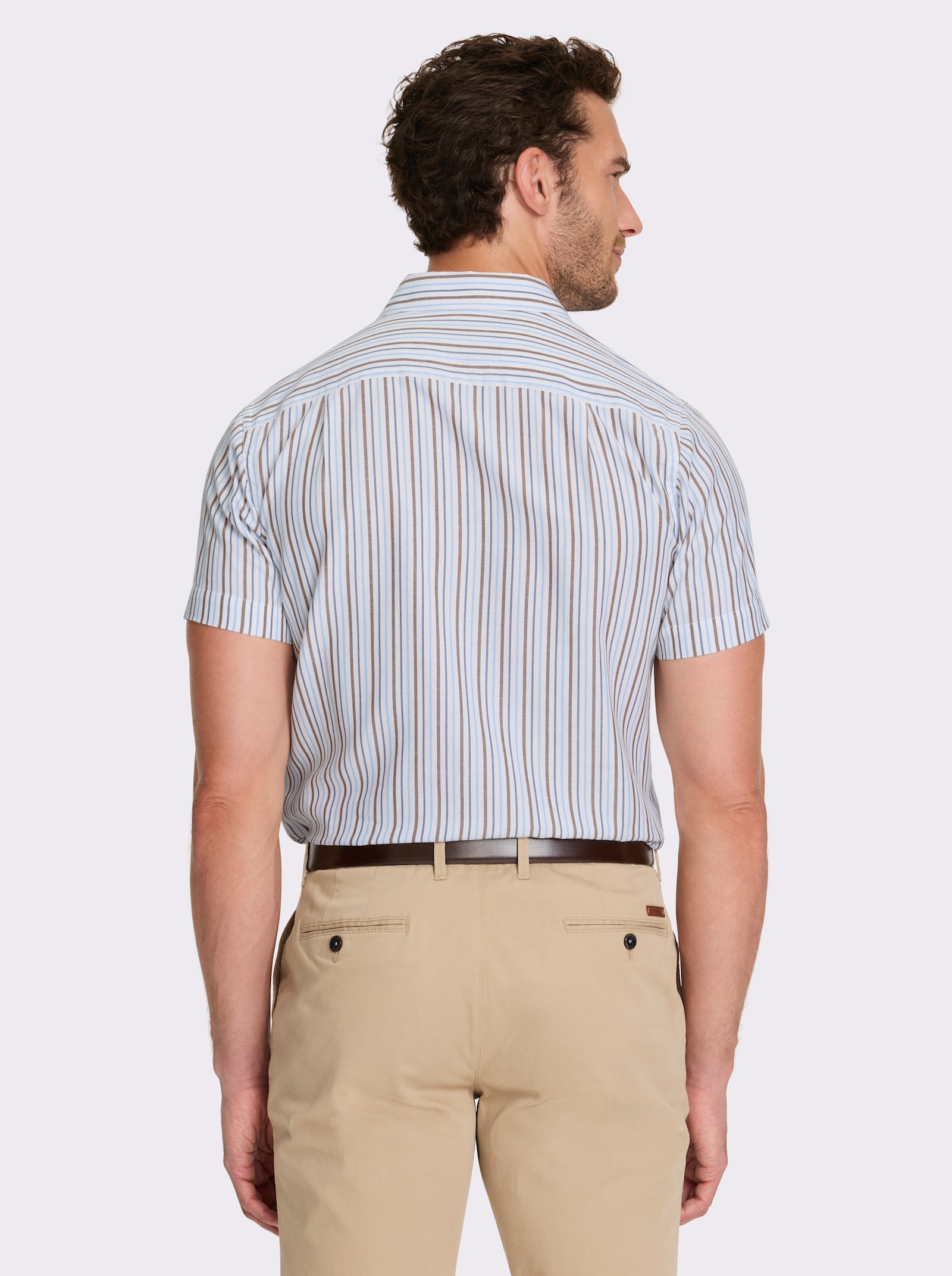 Marco Donati Kurzarmhemd , bügelfrei - braun-gestreift