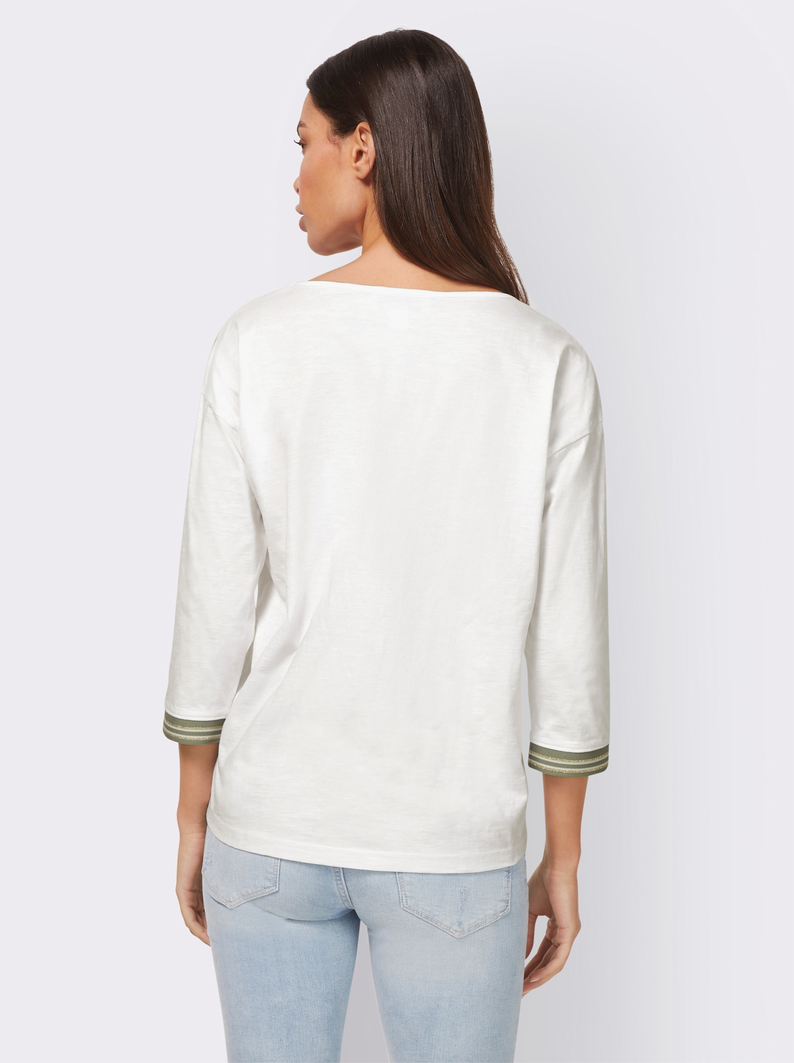 heine 3/4-Arm-Shirt mit glänzendem Print - ecru