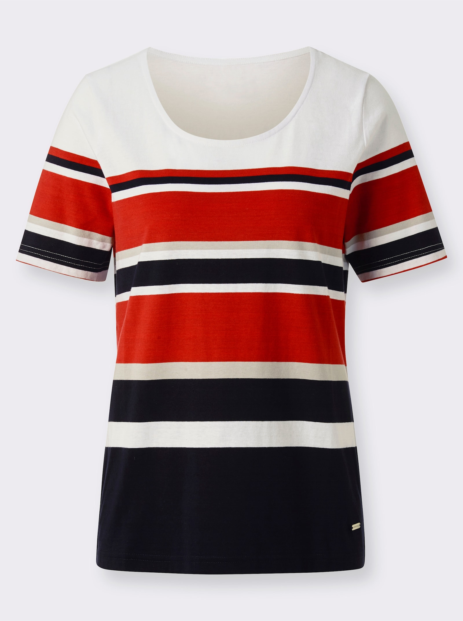 Kurzarmshirt mit Ringel-Dessin - marine-erdbeere-geringelt