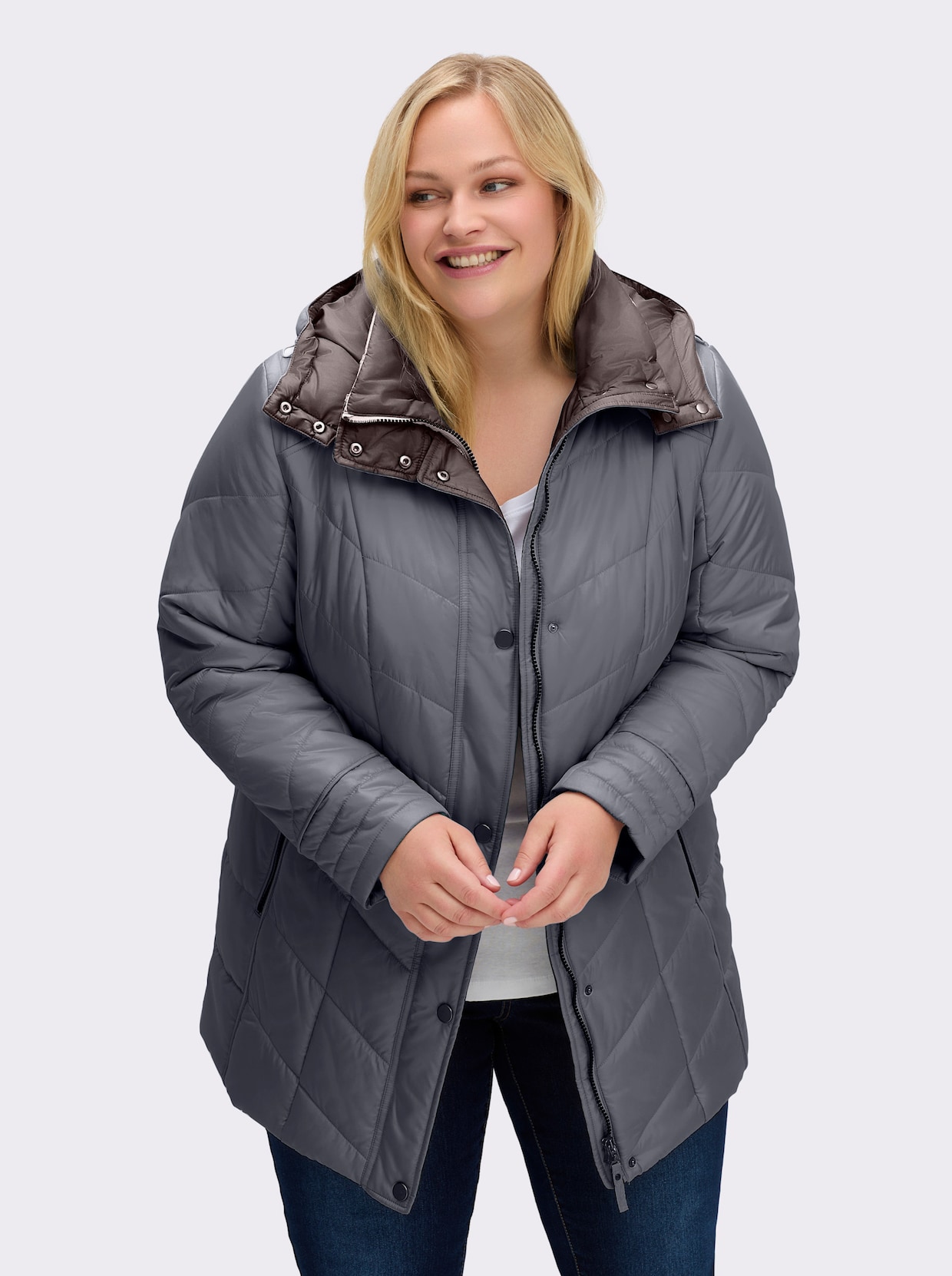 Steppjacke in Microfaser-Qualität, pflegeleicht - grau