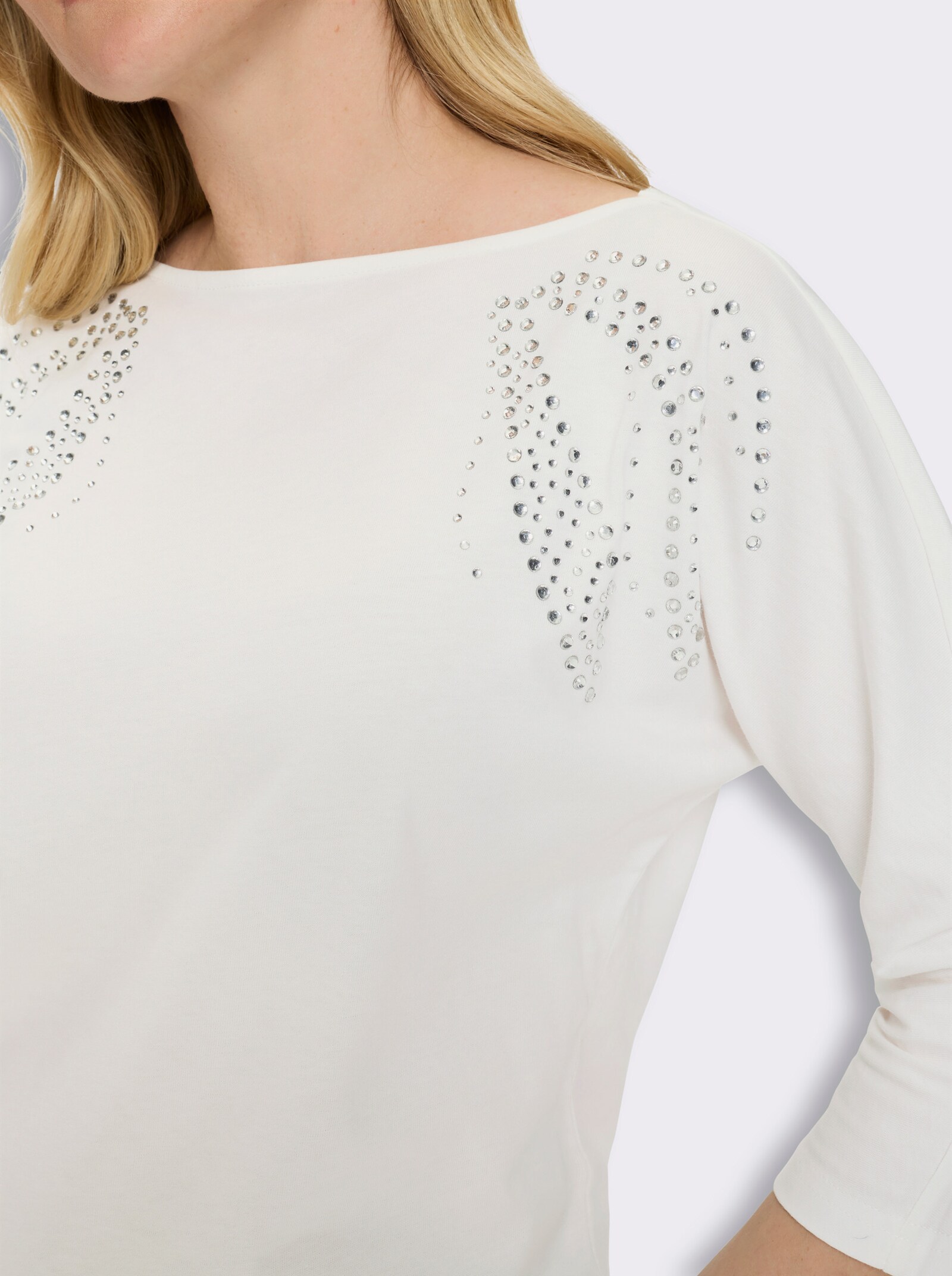 3/4-Arm-Shirt mit Fledermaus-Ärmeln - ecru