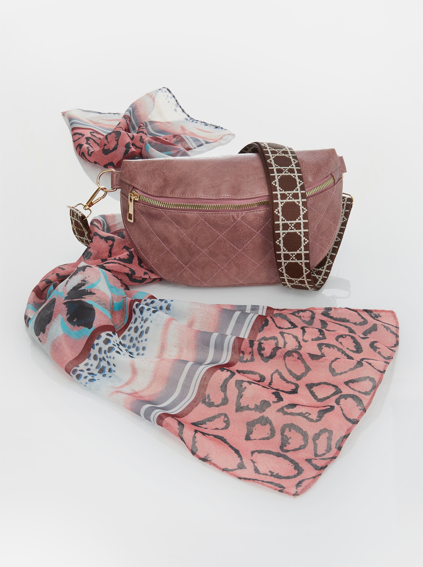 Handtasche mit Schal - rosé