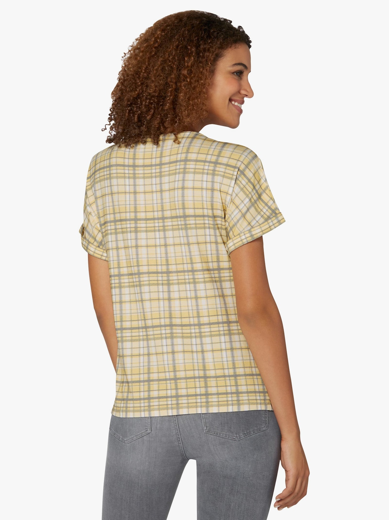 Tričko s krátkým rukávem - citronová-kostka