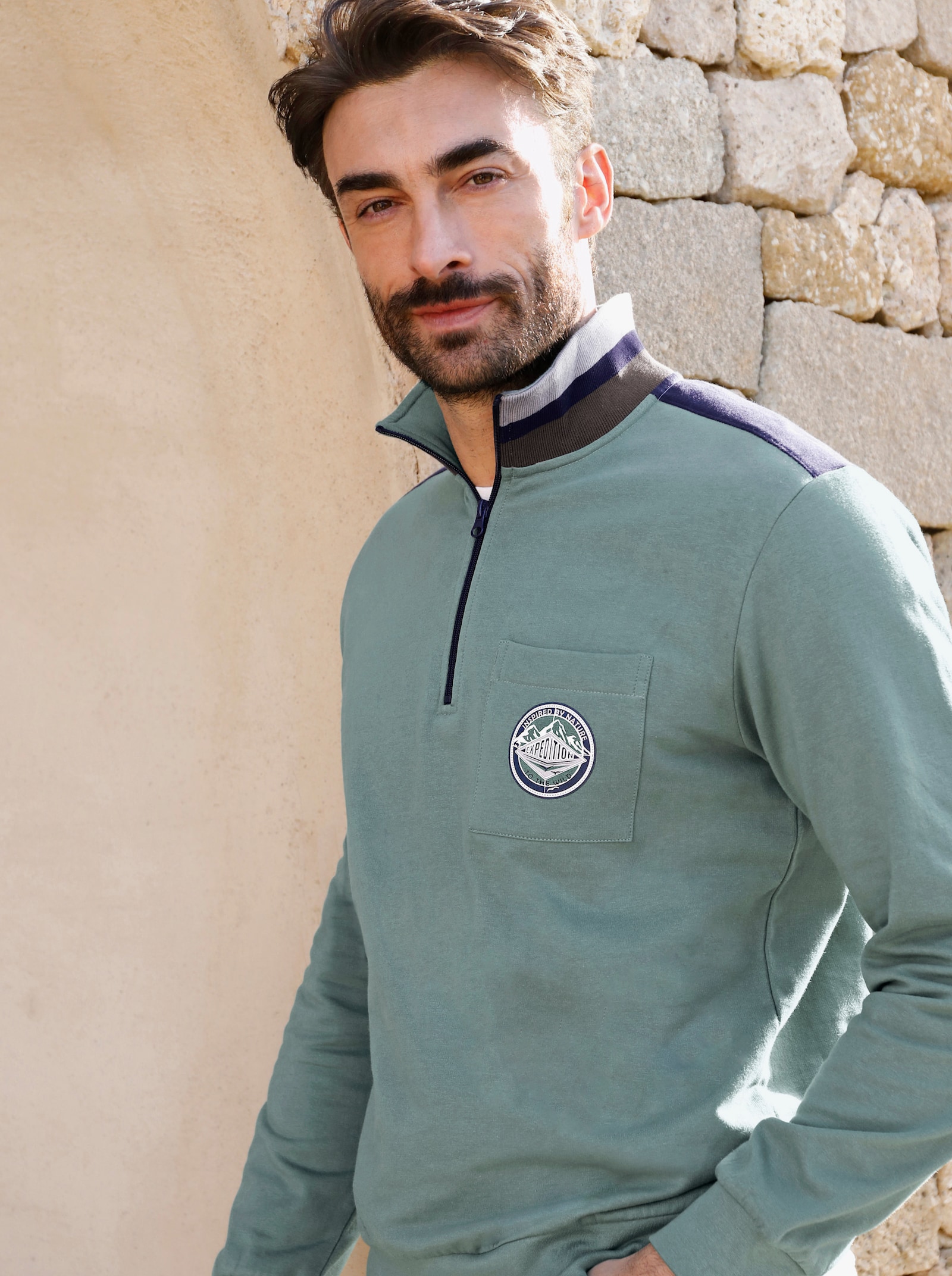 Catamaran Sweatshirt mit kontrastfarbenen Details - jade