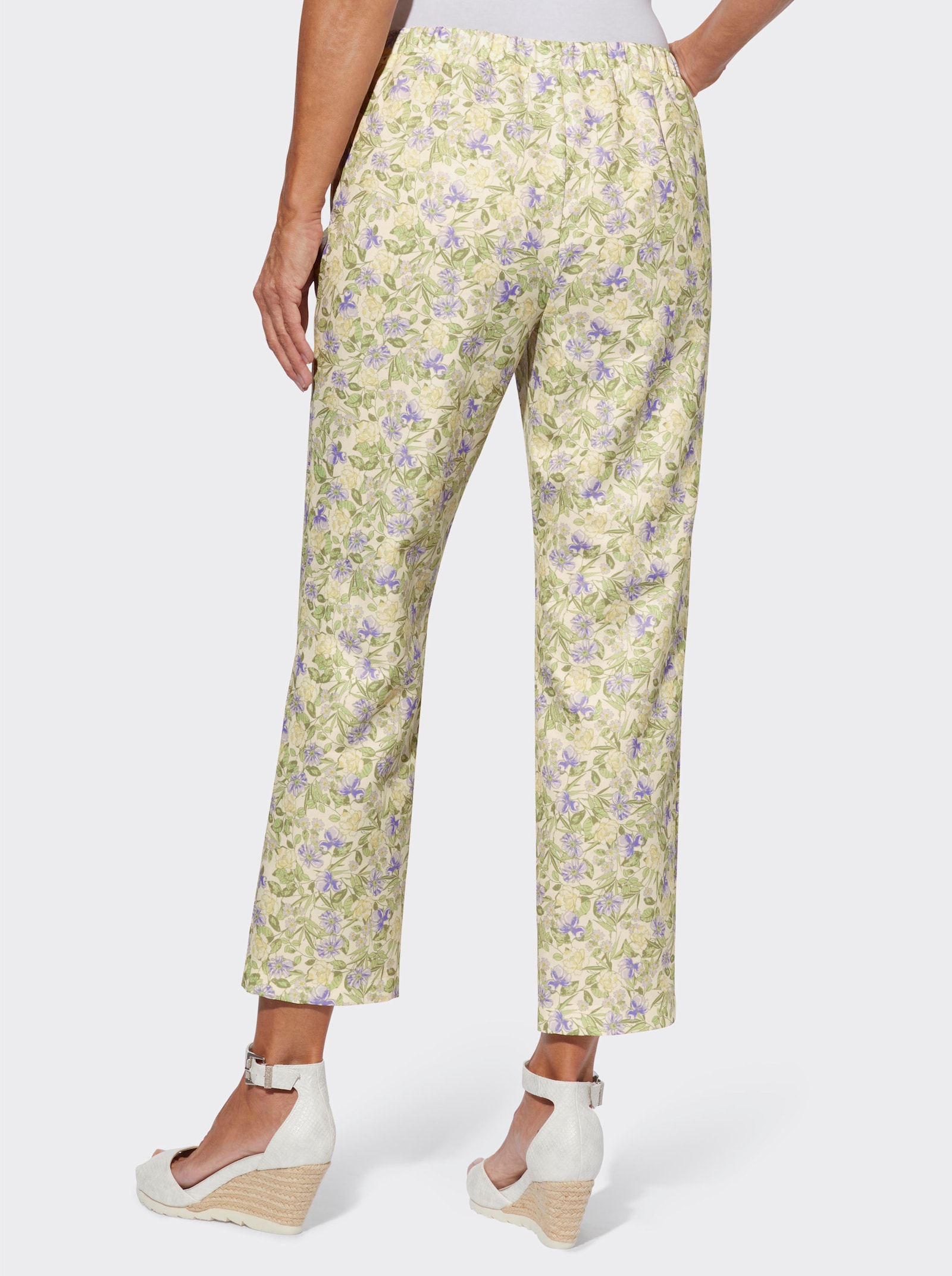 7/8-Hose mit Blumenmuster - champagner-flieder-bedruckt