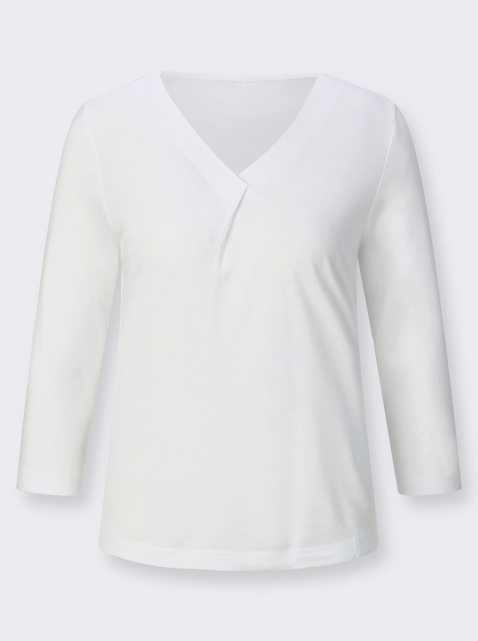 V-Shirt mit Falte im Vorderteil - ecru