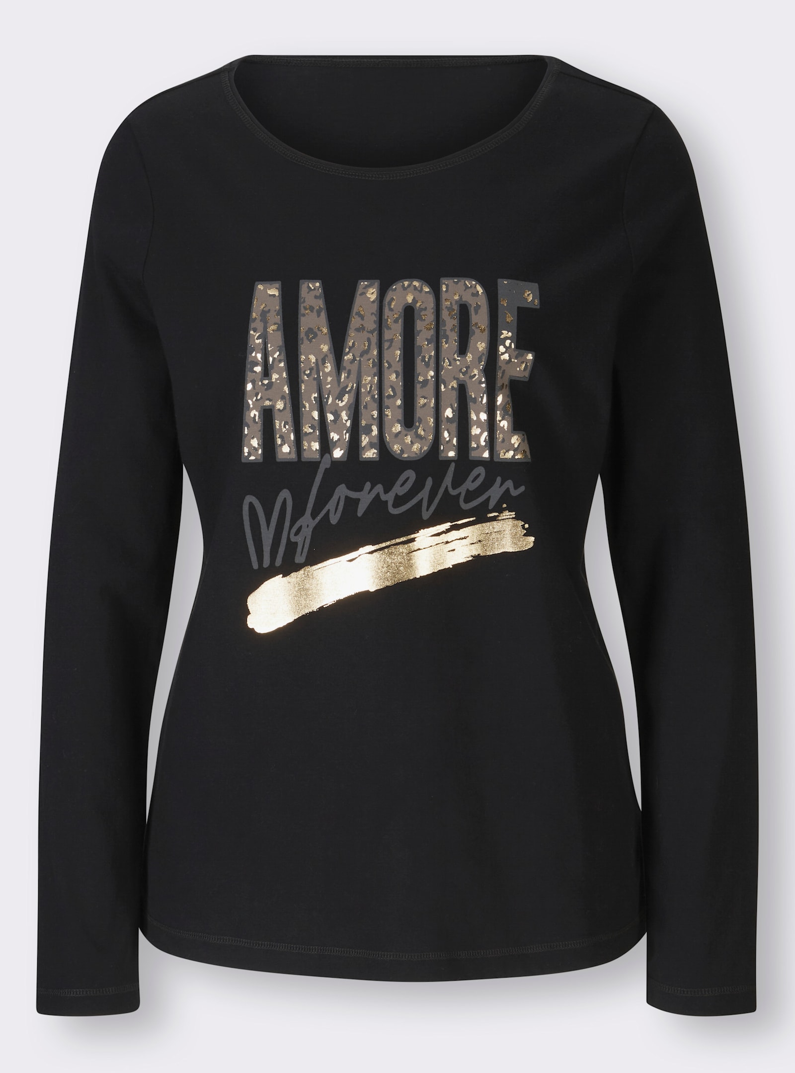heine Langarmshirt mit AMORE-Schriftzug - schwarz