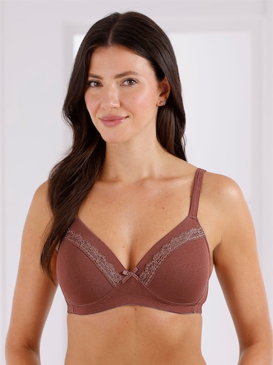 wäschepur Schalen-BH ohne Bügel mit vorgeformten Cups - rotbraun + altrosa