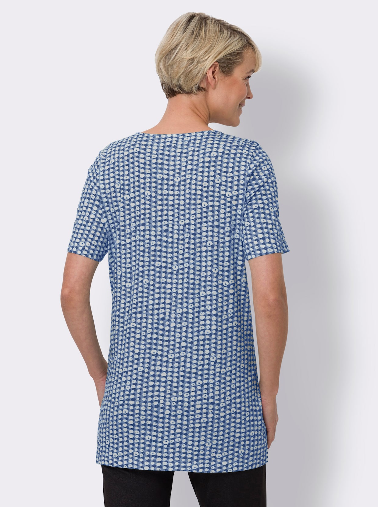 Longshirt - royalblau-himmelblau-bedruckt