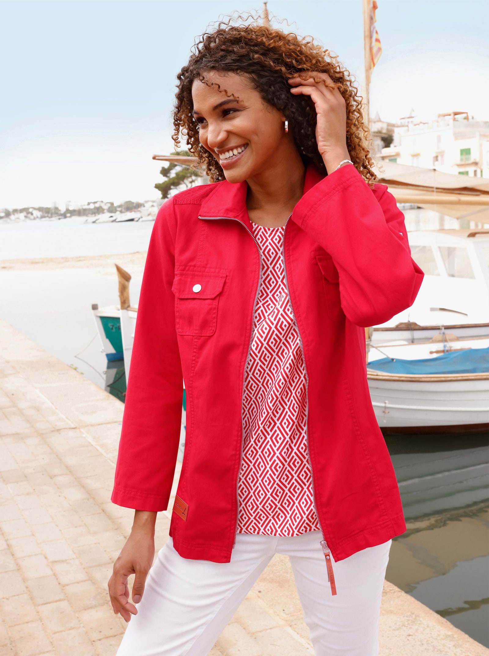 Blusenjacke mit Brust-Klappentaschen - rot