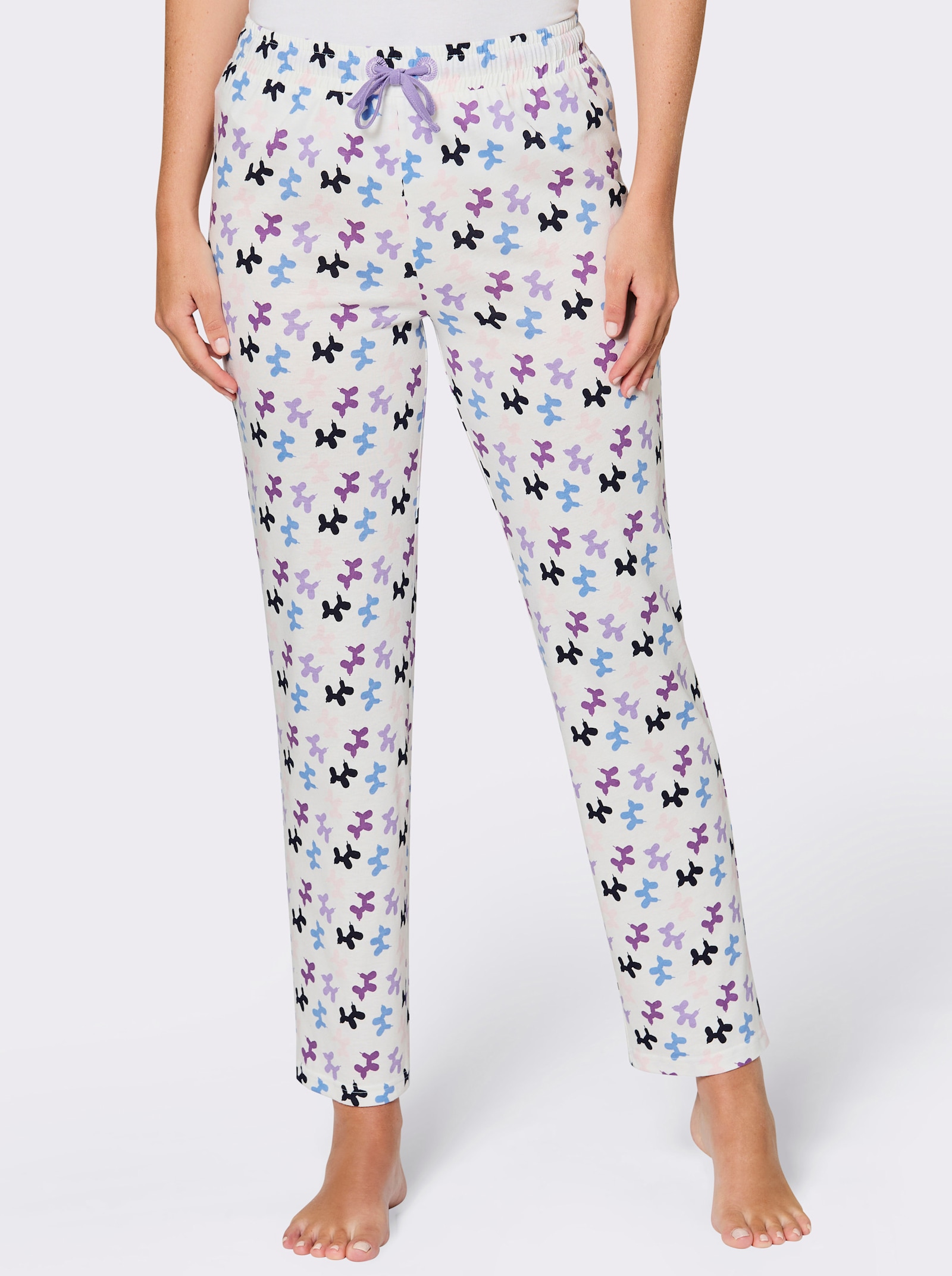 wäschepur Schlafanzughose mit Druckmuster - ecru-lavendel-bedruckt