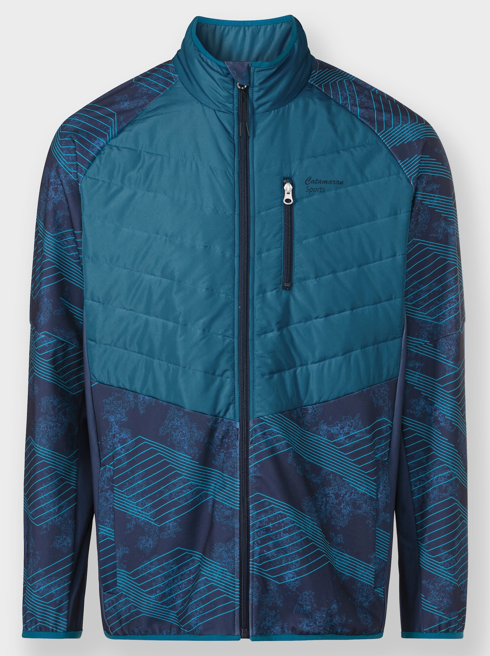 Catamaran Sports Funktionsjacke im Mix aus Stepp und Interlock - marine-türkis