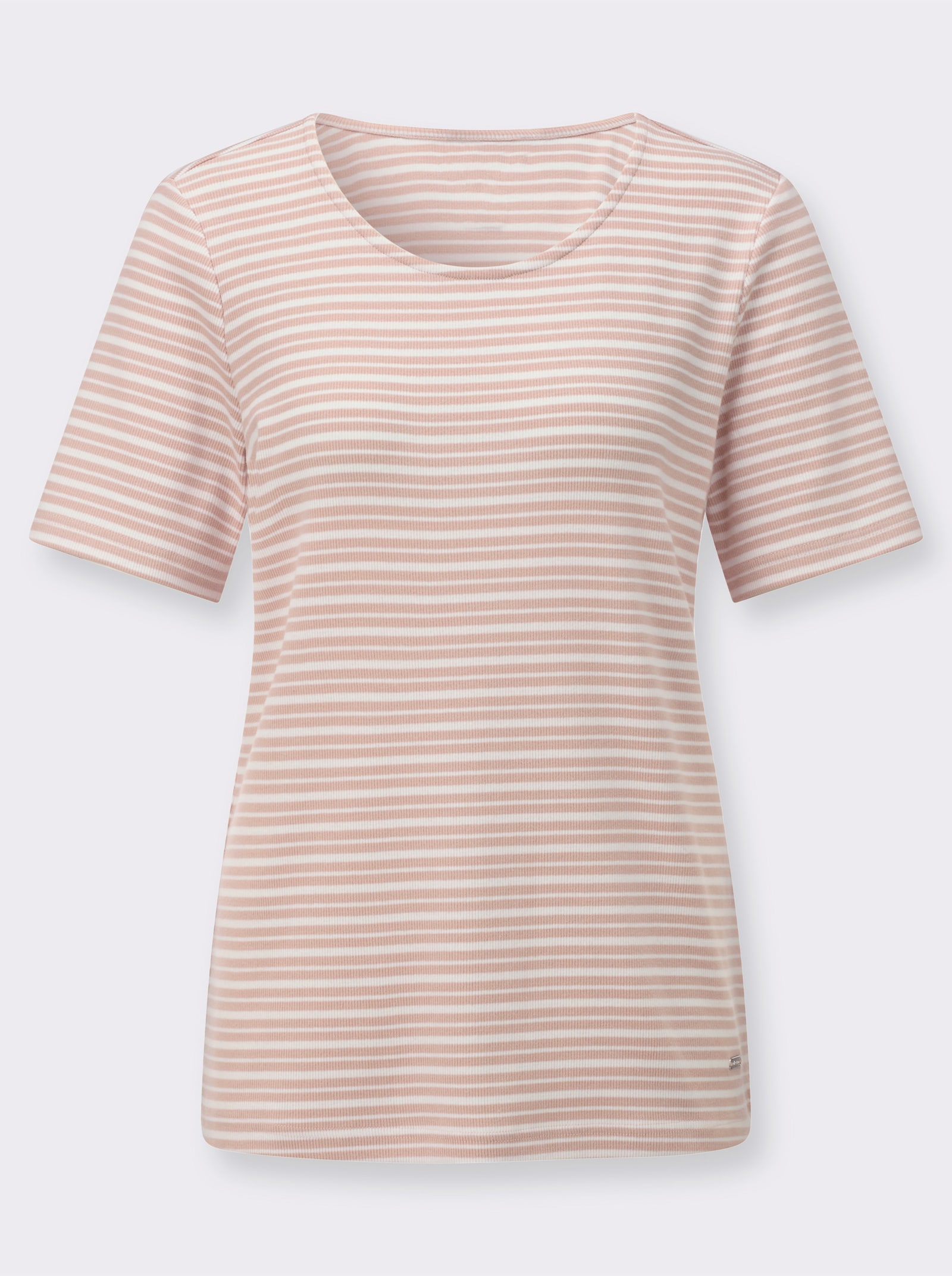 Streifenshirt in Baumwoll-Stretch-Qualität - puder-weiß-gestreift