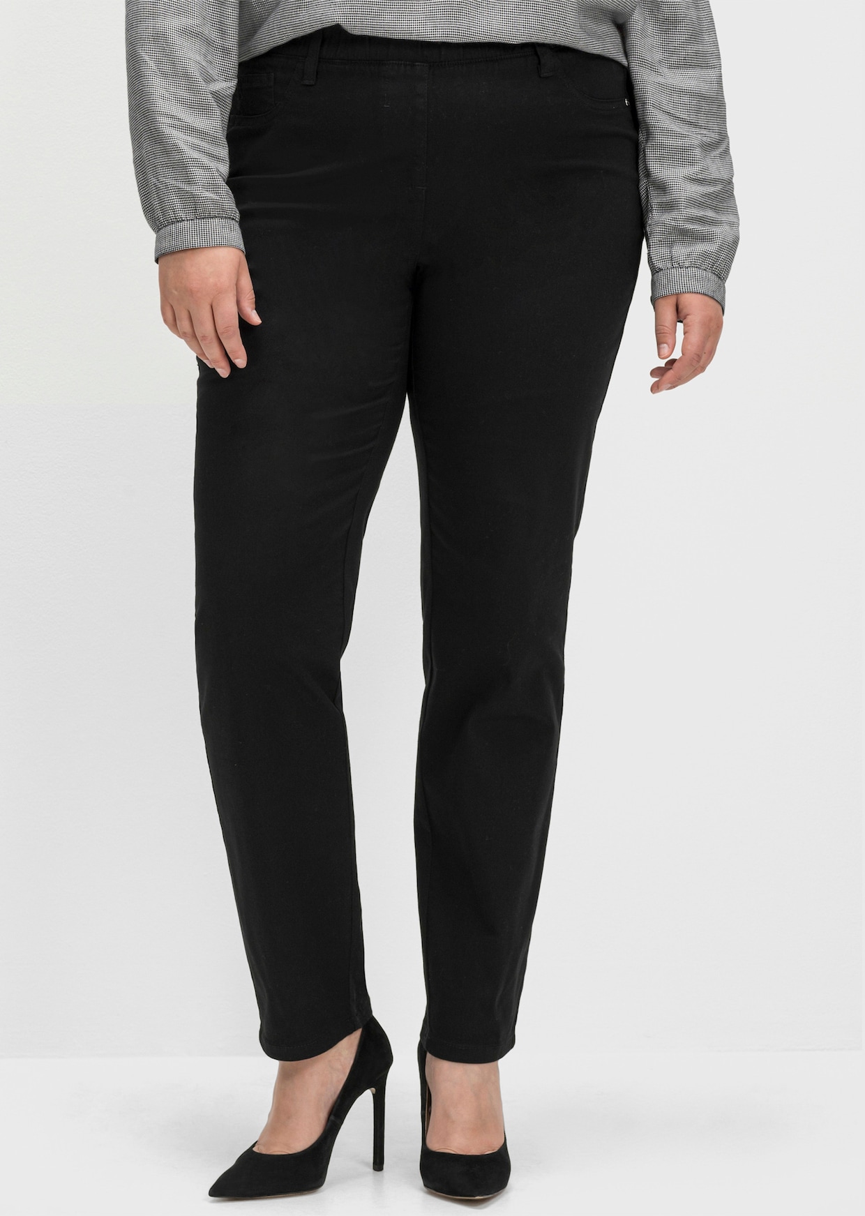 sheego comfortbroek - zwart