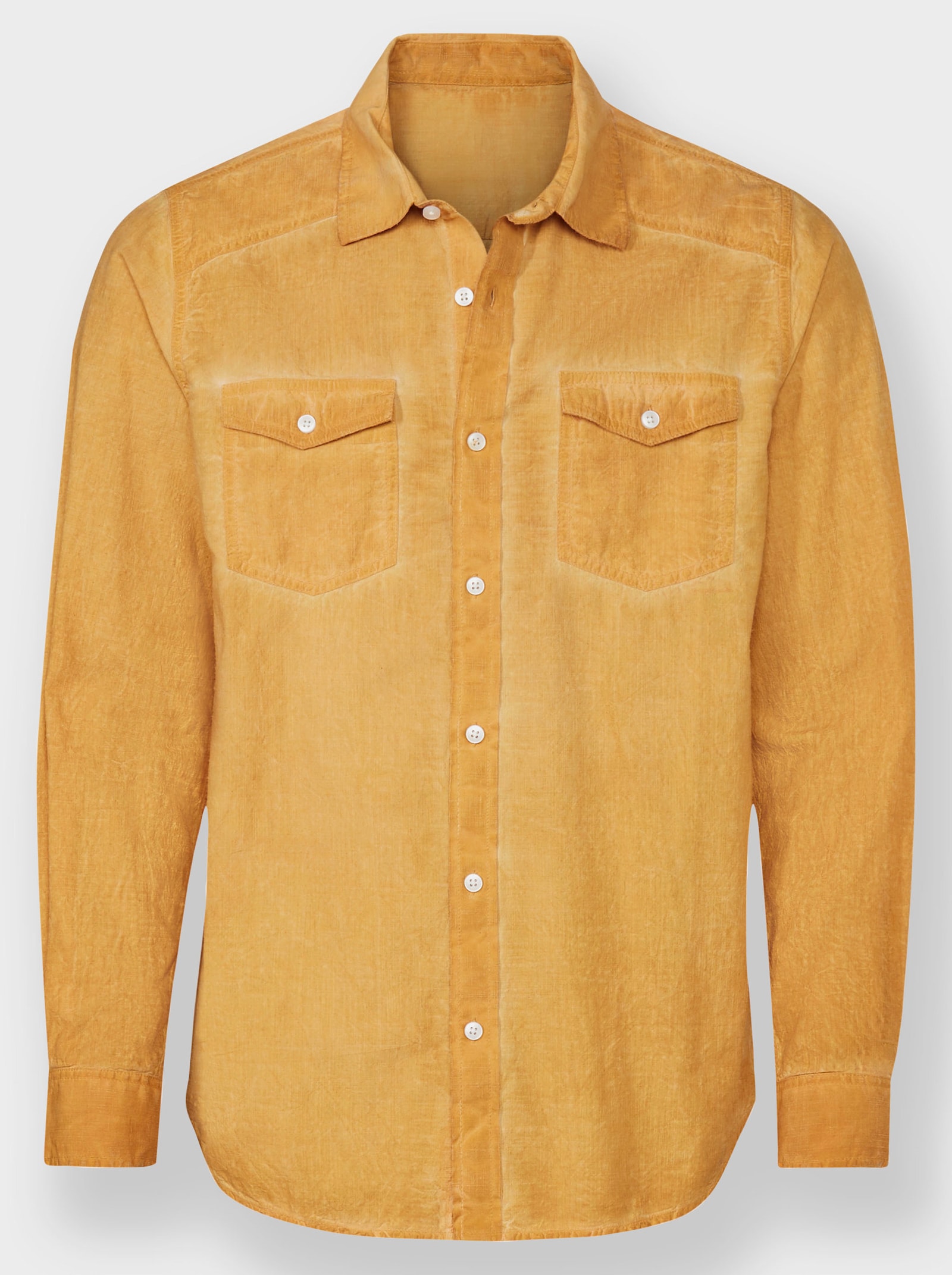 Marco Donati Langarmhemd in Oil-dyed-Waschung - ocker