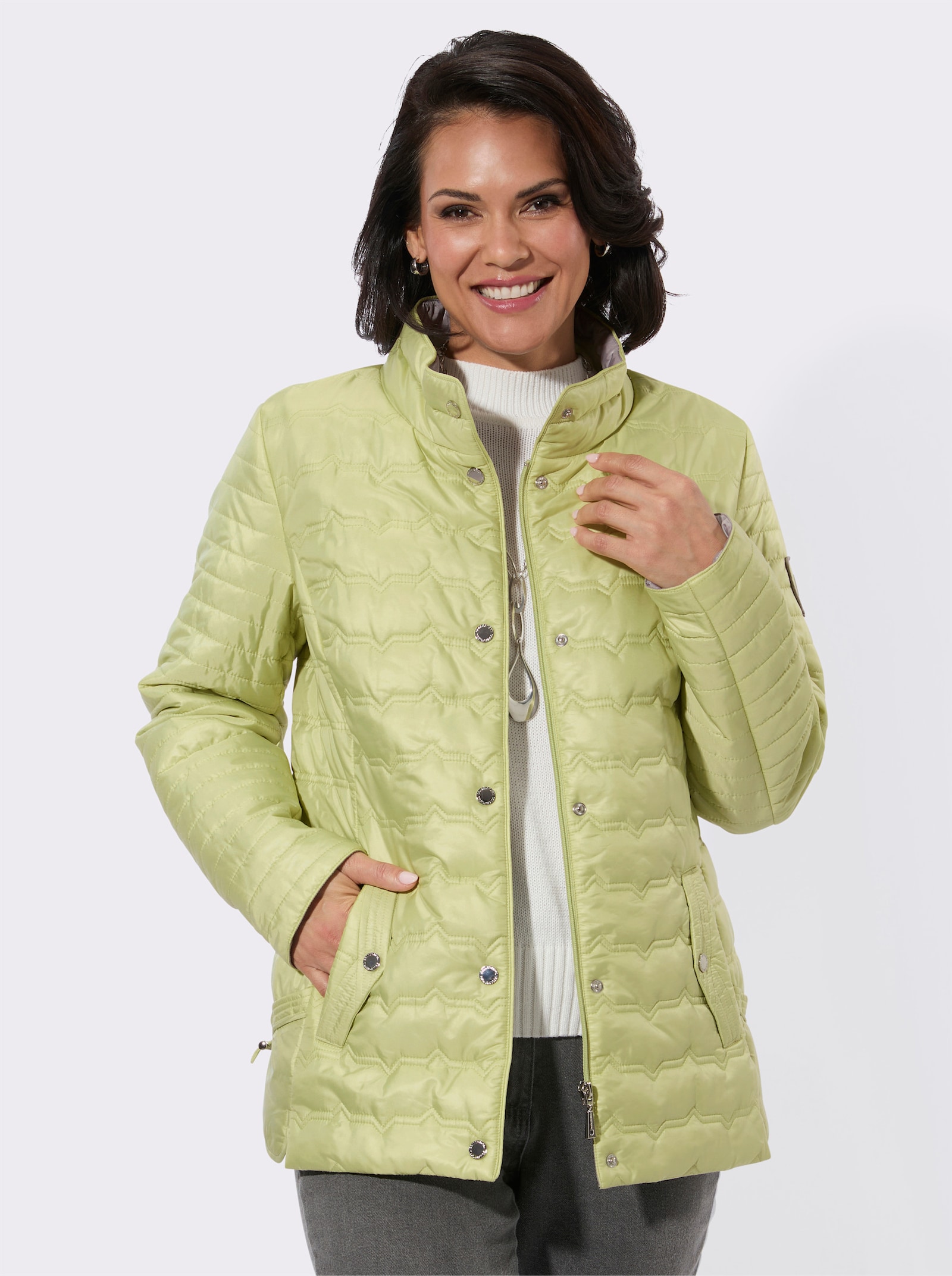 Steppjacke in kontrastreicher Verarbeitung - lindgrün