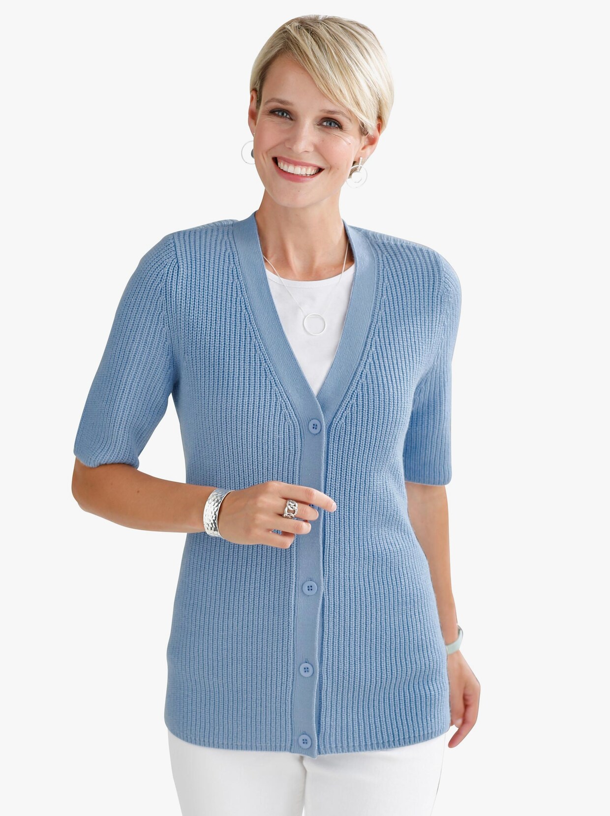 Pletený sveter - modrá