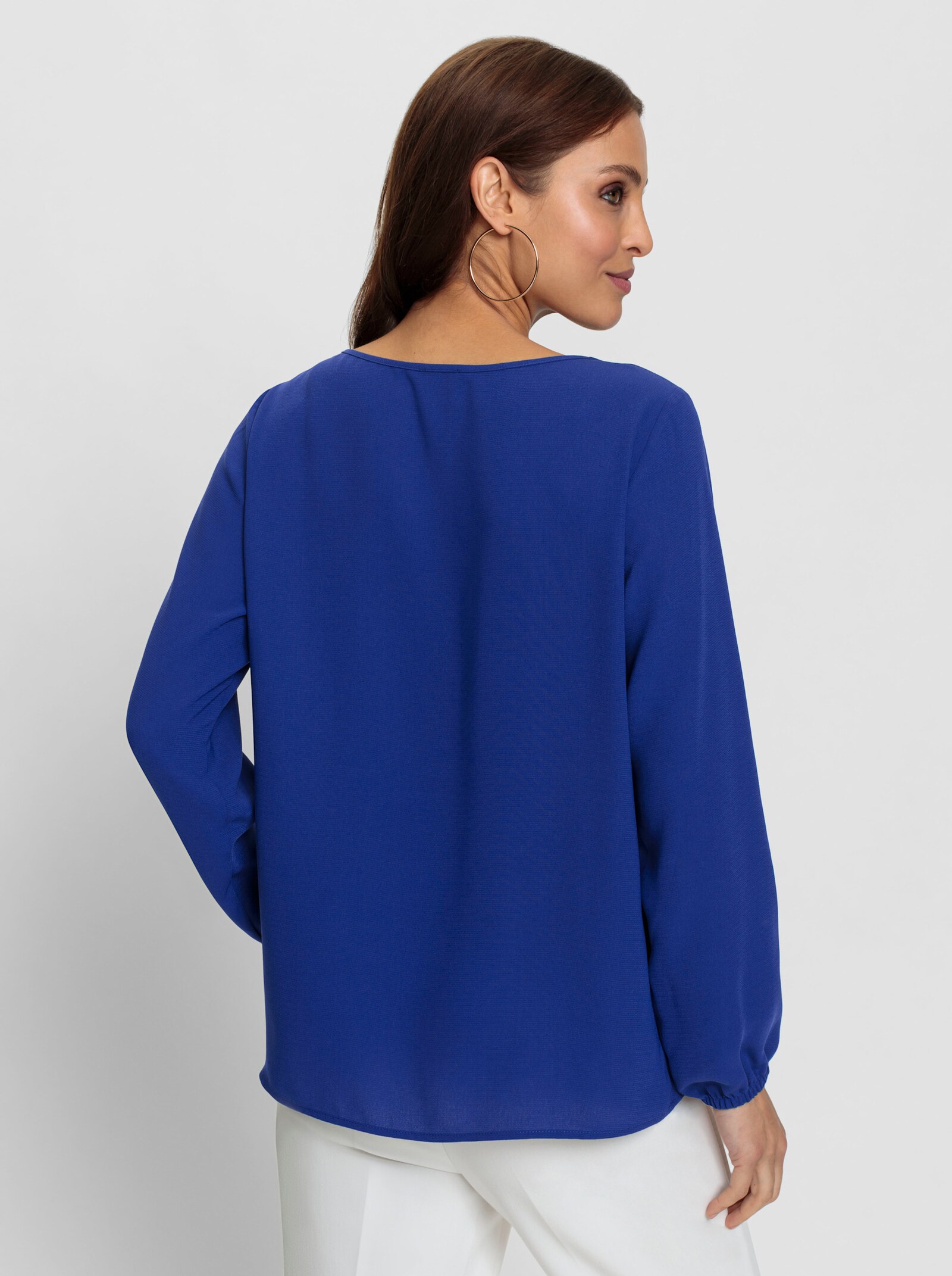 Schlupfbluse mit Zierkette - royalblau