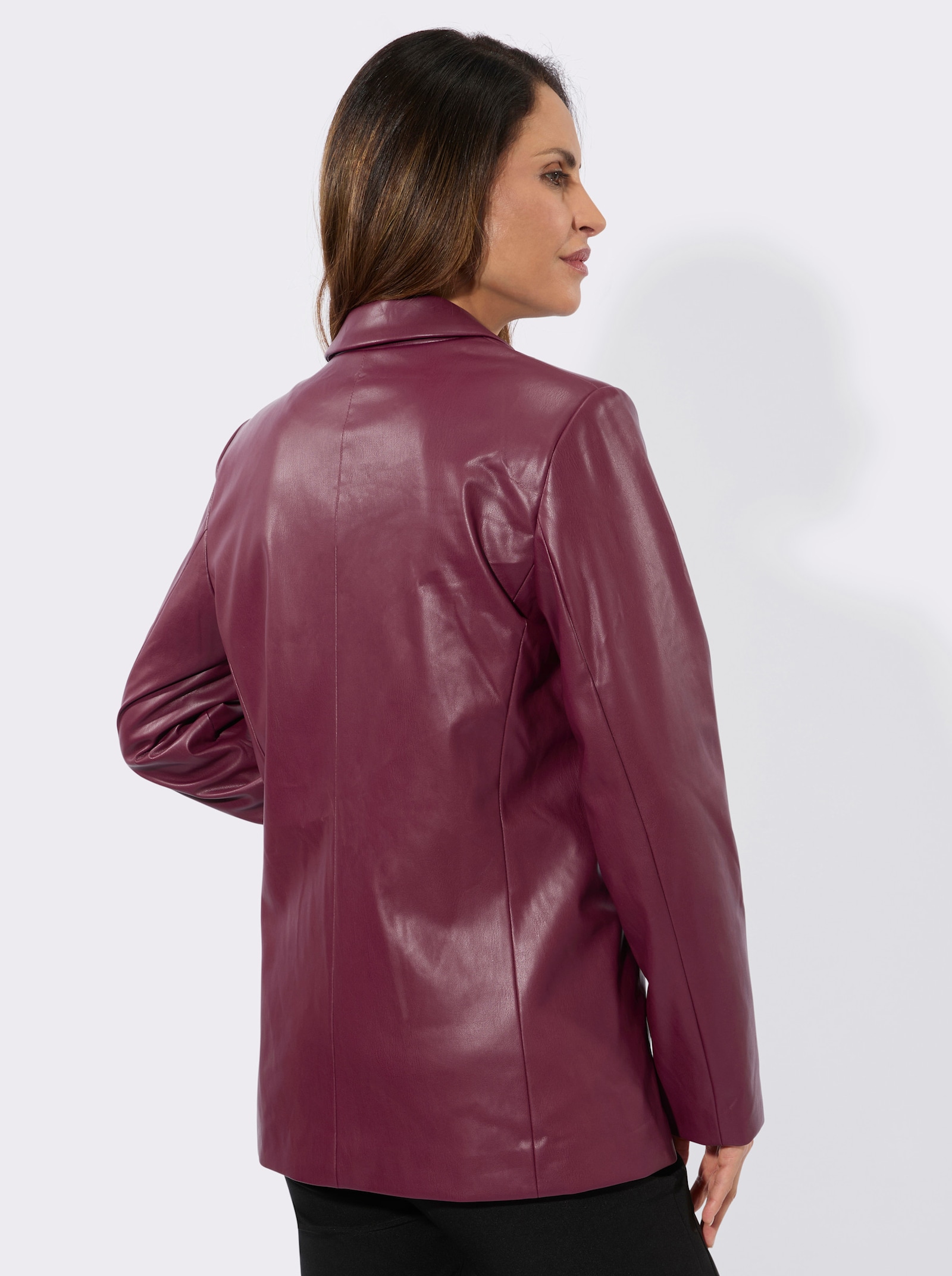 Lederimitat-Blazer mit Reverskragen - bordeaux