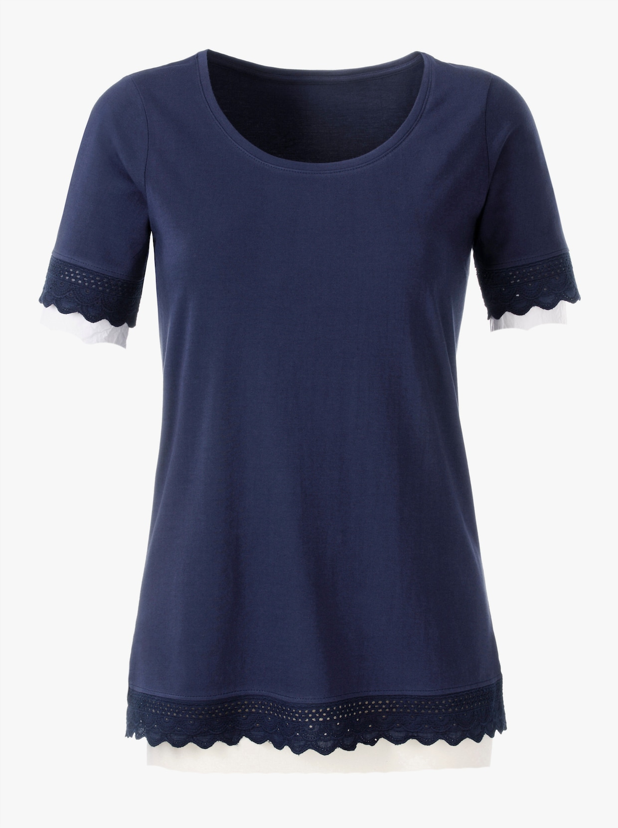 Čipkované tričko - námornícka modrá