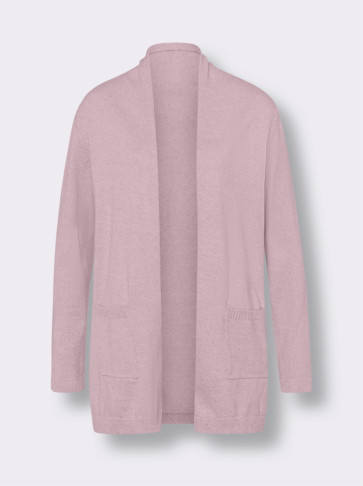 Dlouhý pletený kabátek - růžová-ecru-melír