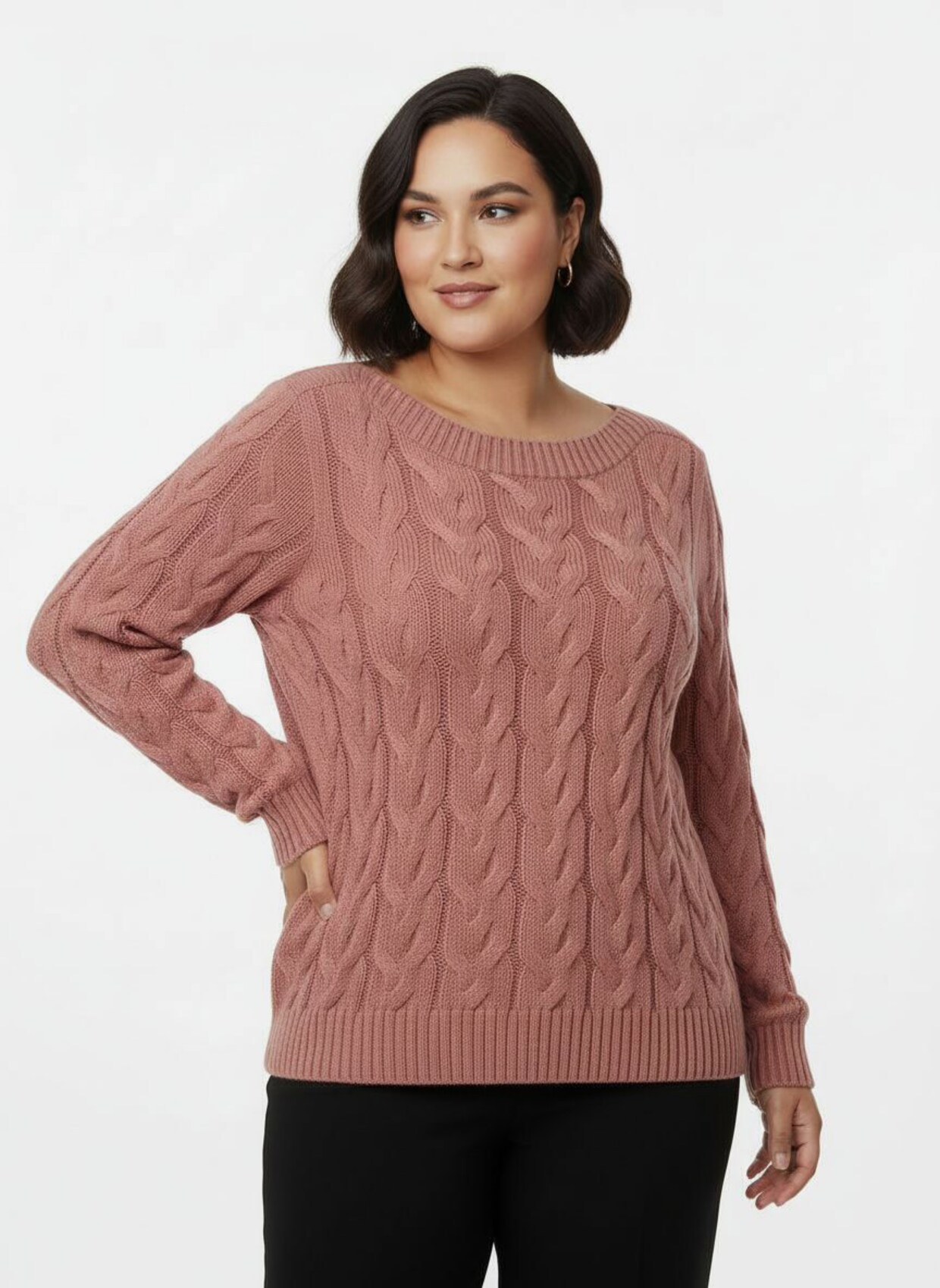 Pullover mit U-Boot-Ausschnitt - rosenholz