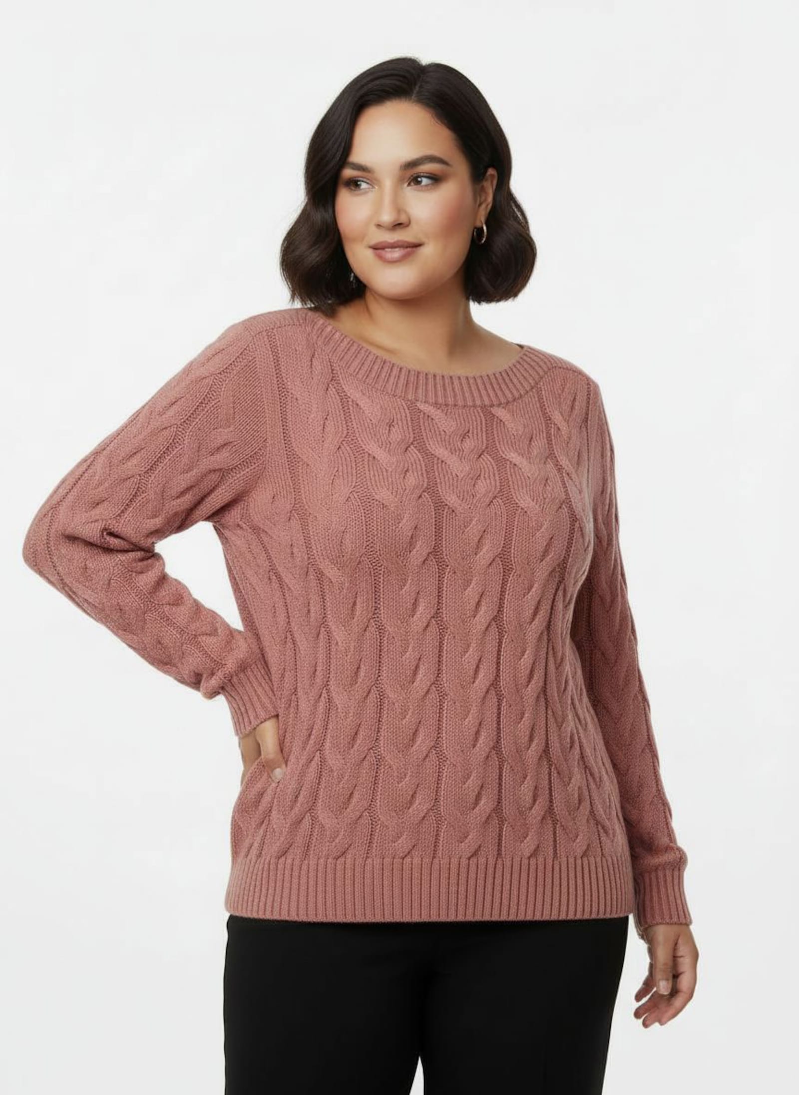 Pullover mit U-Boot-Ausschnitt - rosenholz