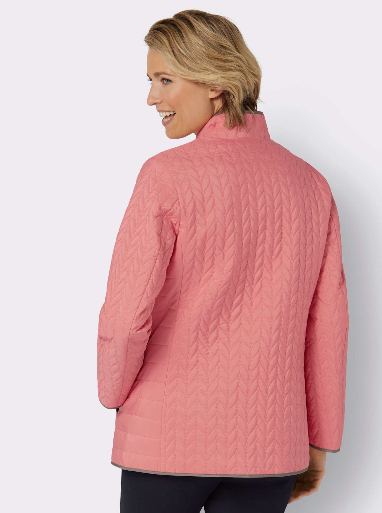 Steppjacke mit Druckknopfleiste - flamingo