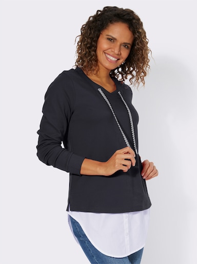 2-in-1-Shirt mit Blusensaum - marine